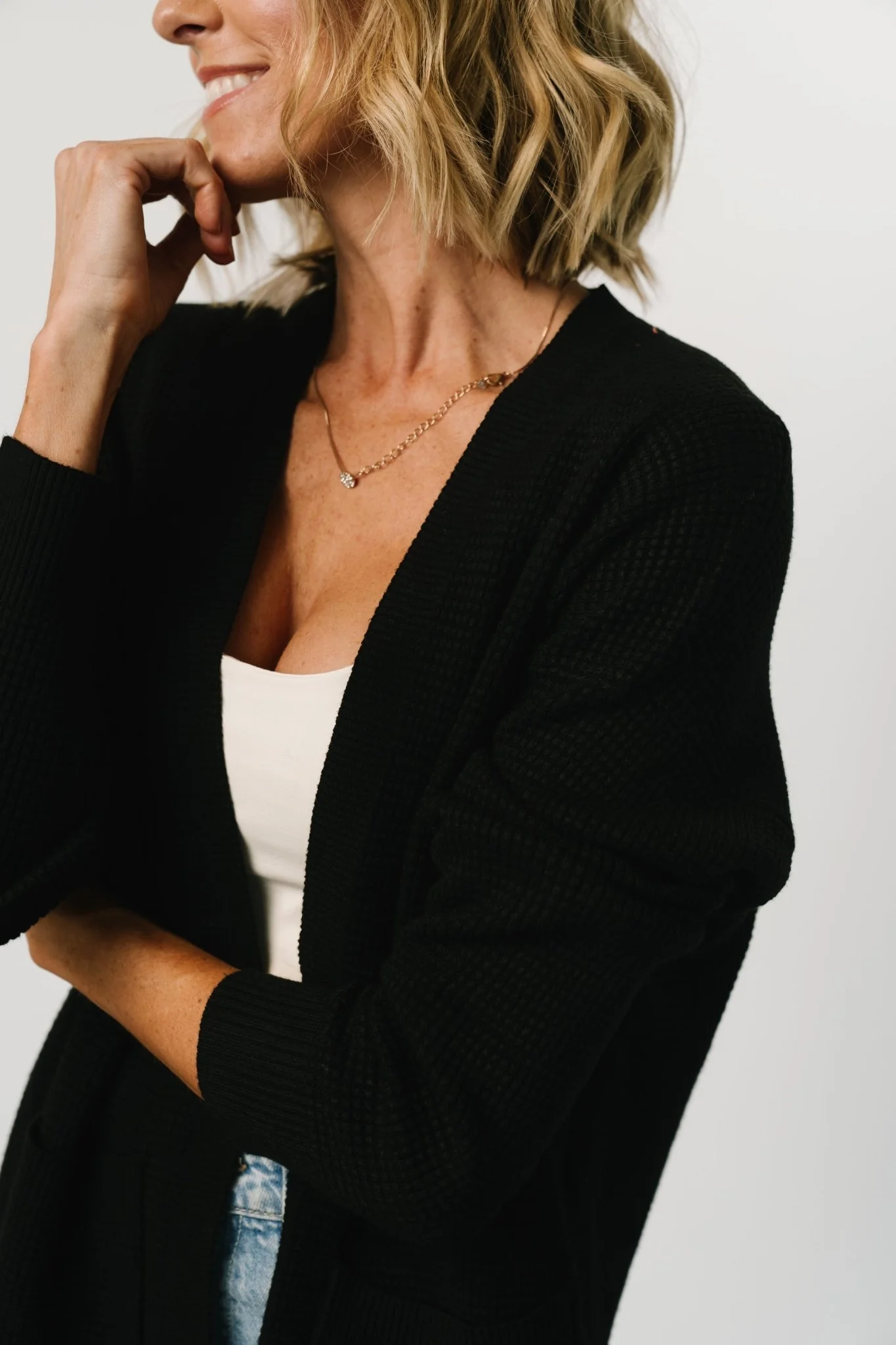 Portsmouth Waffle Cardigan | Black