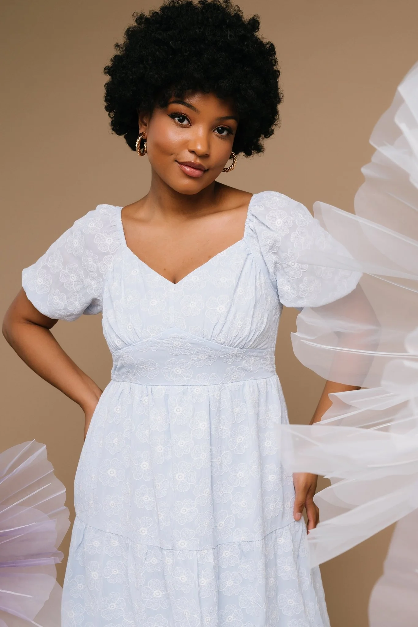 Mildred Embroidered Midi Dress | Light Blue