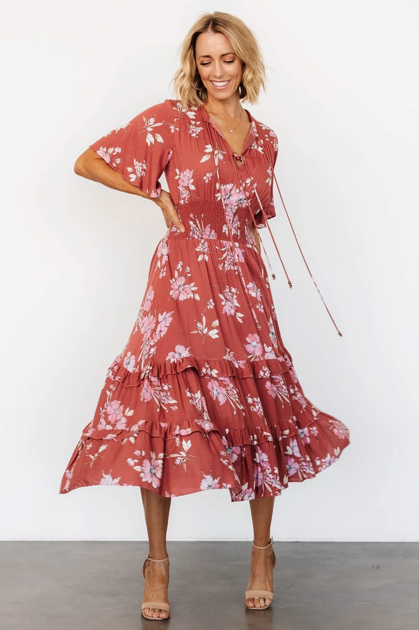 Spell Boho Midi Dress | Terracotta Floral