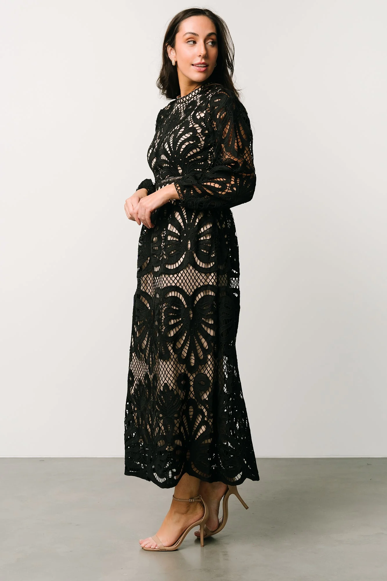 Eldora Lace Midi Dress | Black