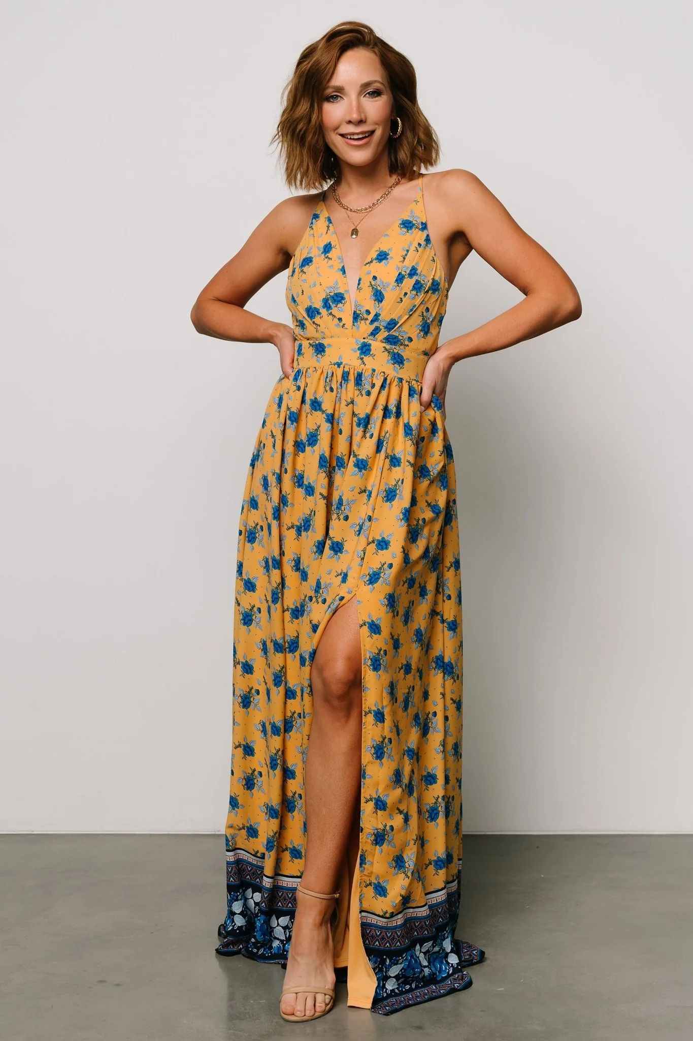 Brylee Maxi Dress | Mustard + Navy