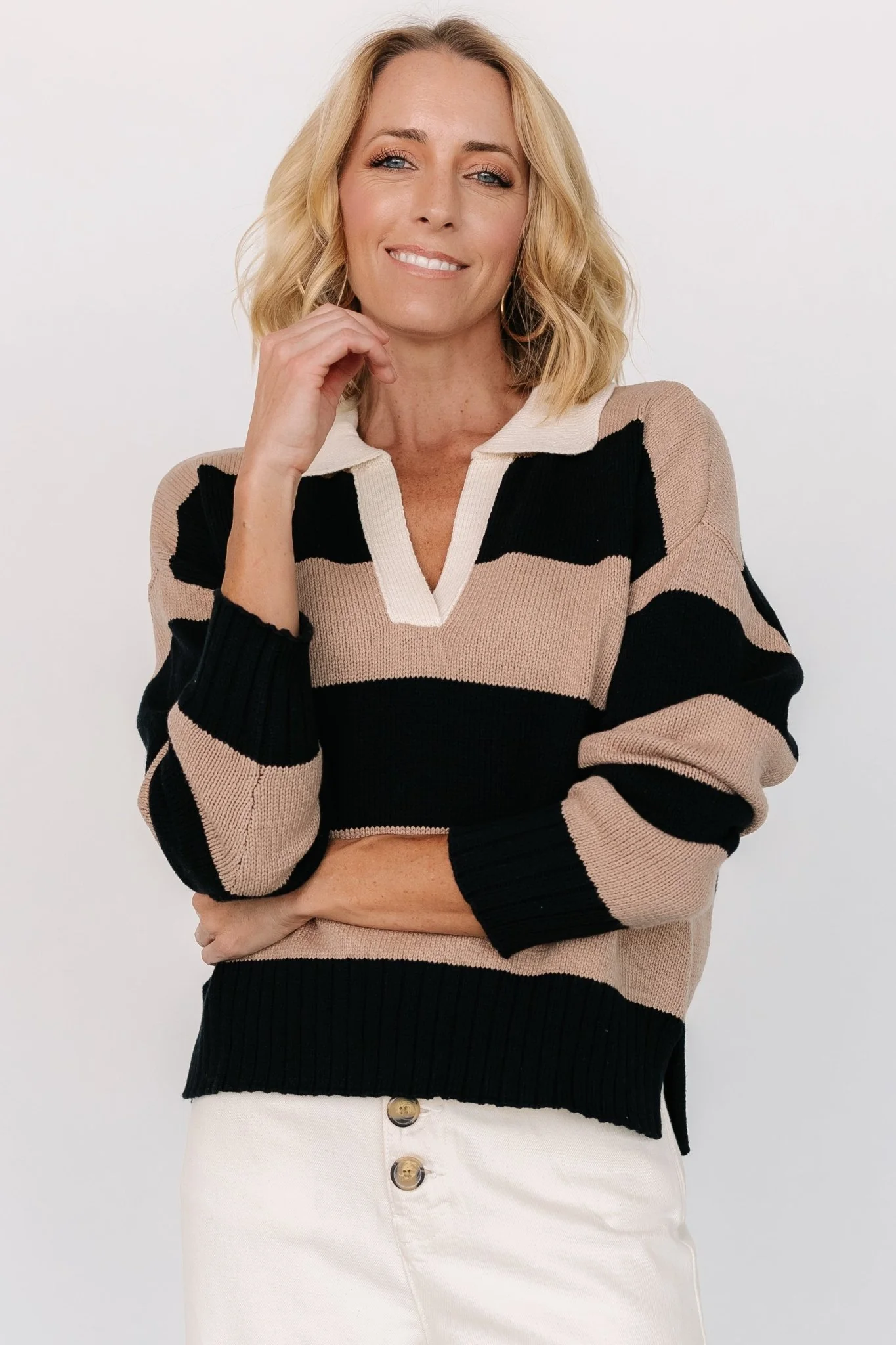 Alec Striped Sweater | Black + Mocha