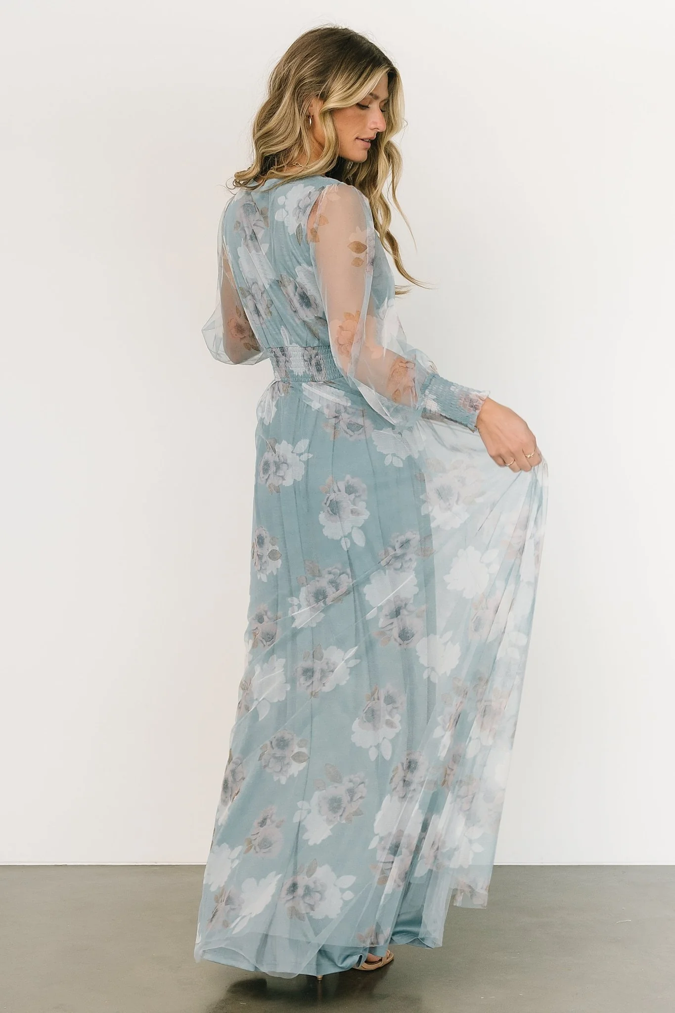 Layla Tulle Maxi Dress | Light Blue Floral