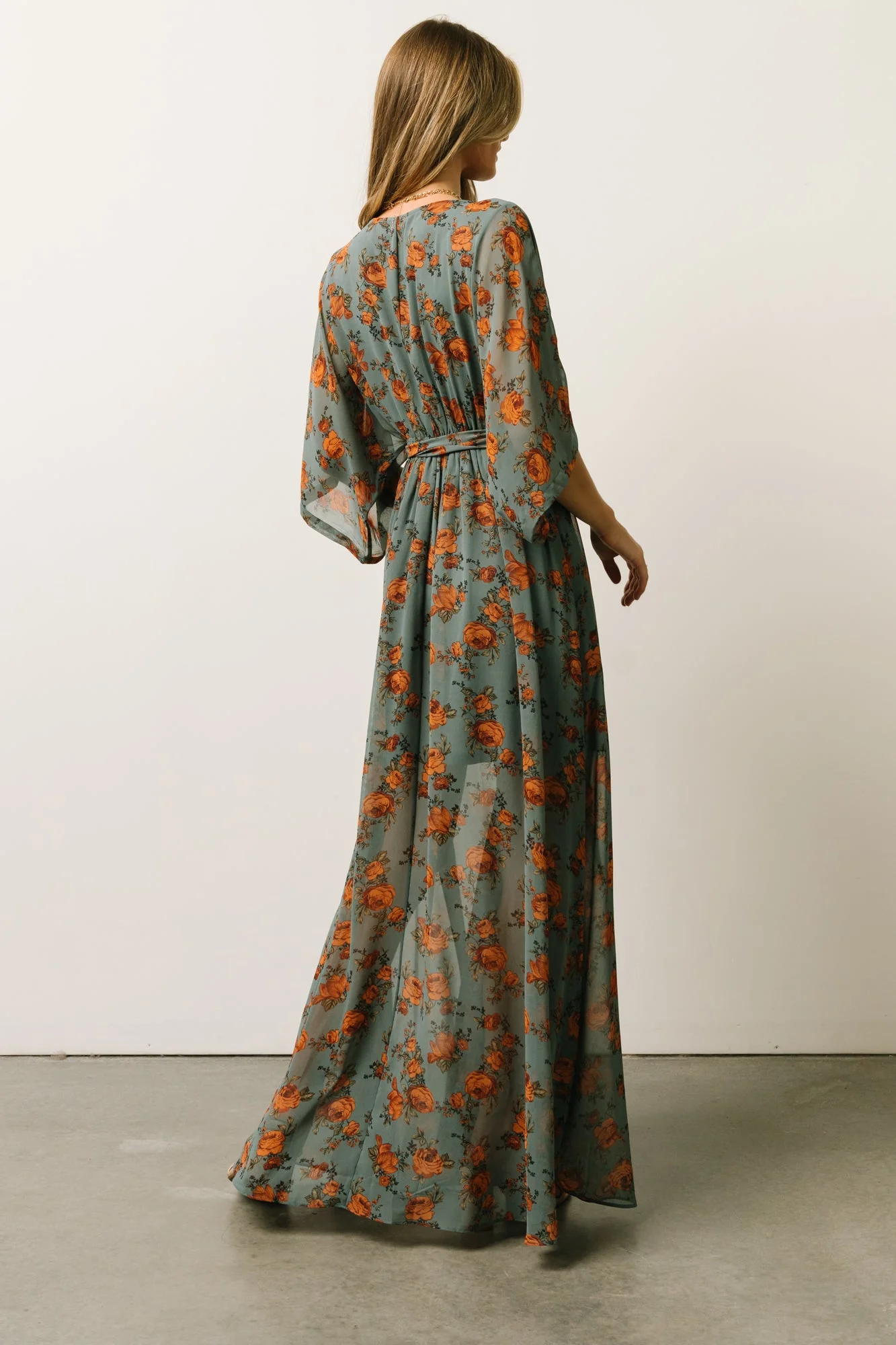 Kia Kimono Maxi Dress | Dusty Blue Floral