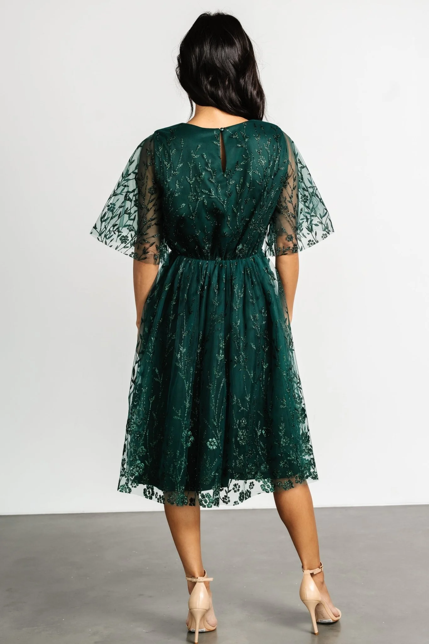 Duchess Tulle Dress | Dark Green Sparkle