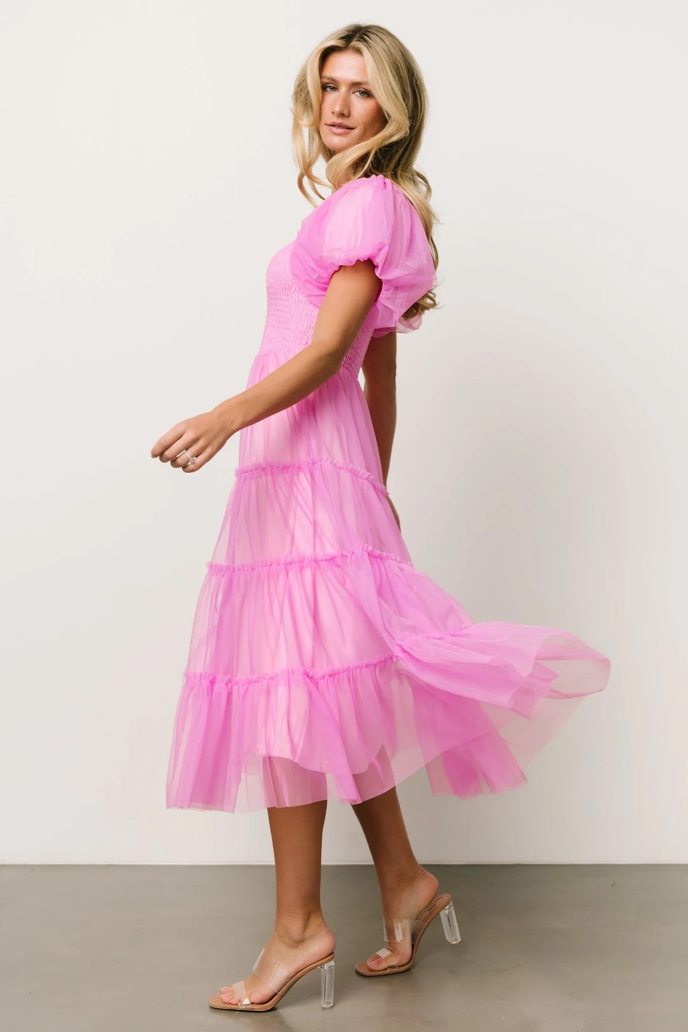 Liv Tulle Midi Dress | Pink