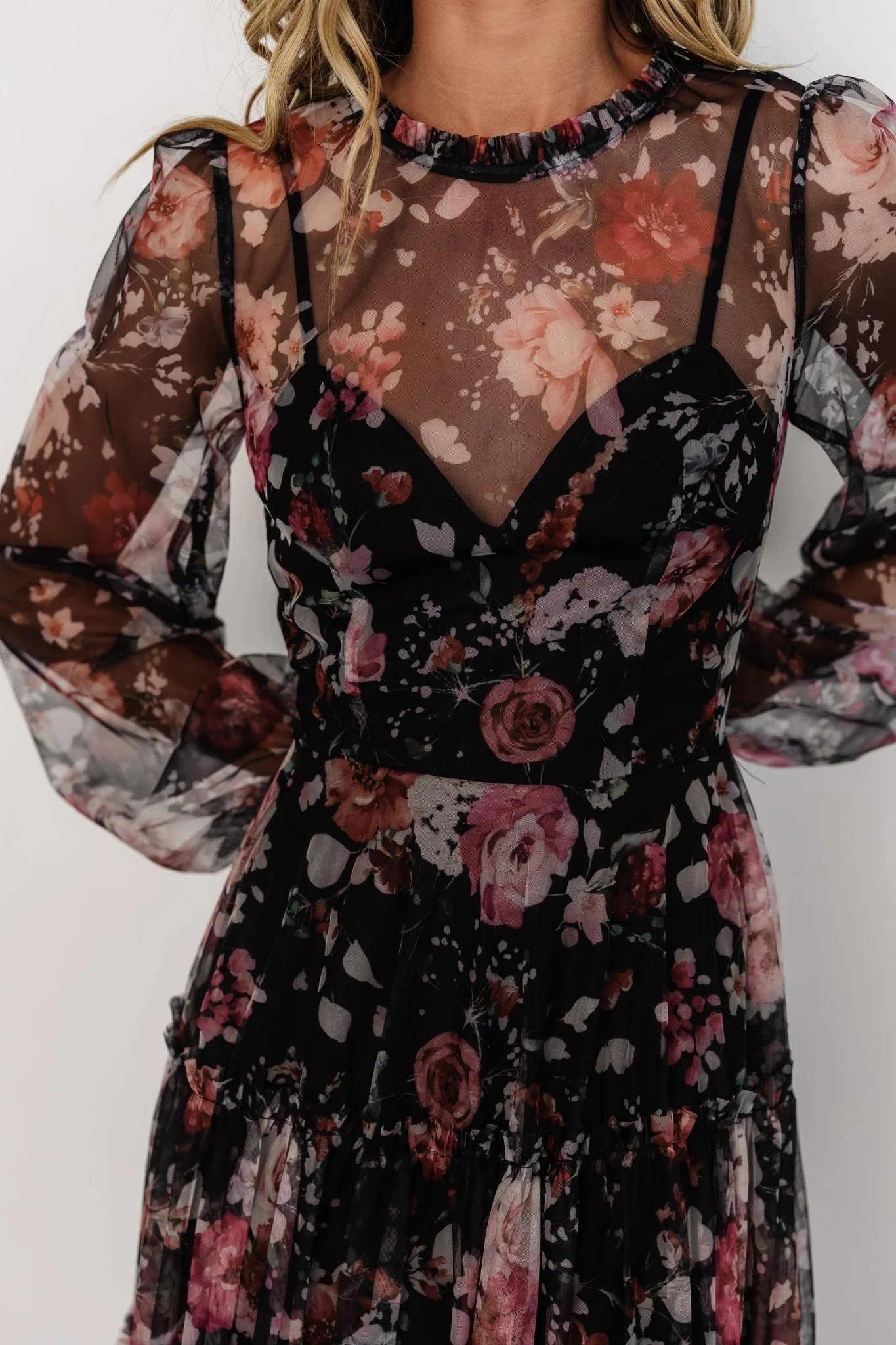 Stephanie Tiered Maxi Dress | Black Floral