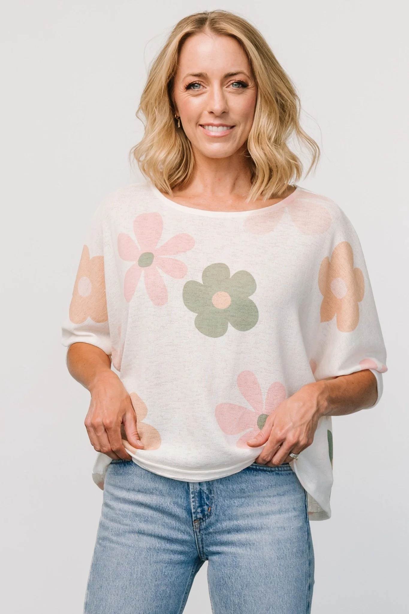 Flower Knit Top | Cream Multi
