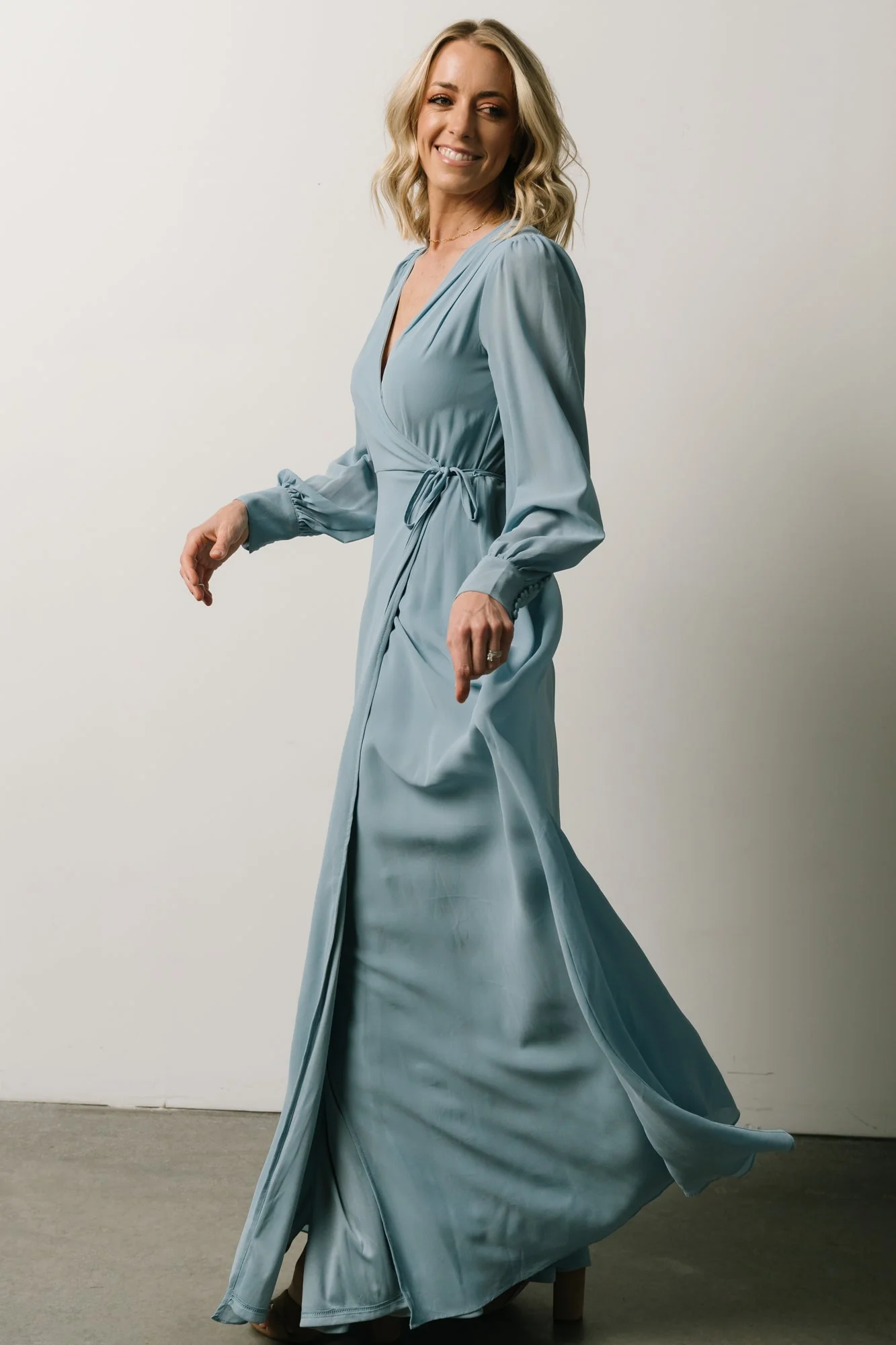 Kelsey Wrap Dress | Dusty Blue