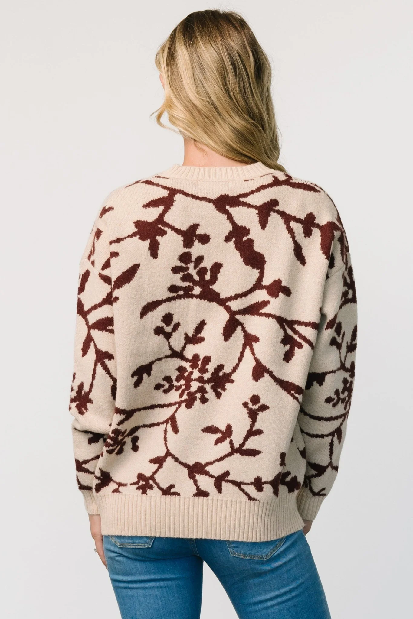 Hallstatt Sweater | Beige + Merlot Print
