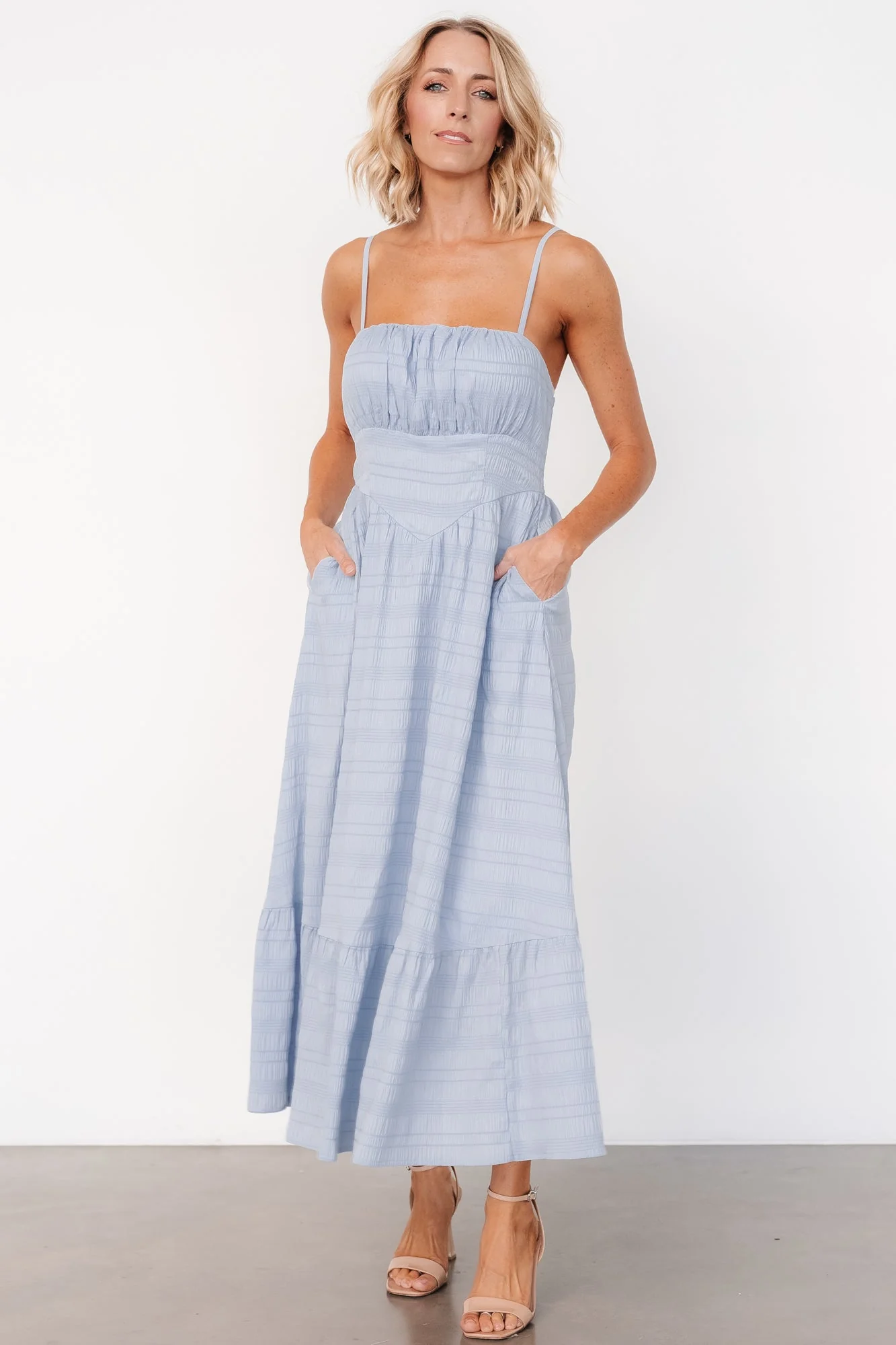 Mikayla Textured Tank Dress | Light Blue