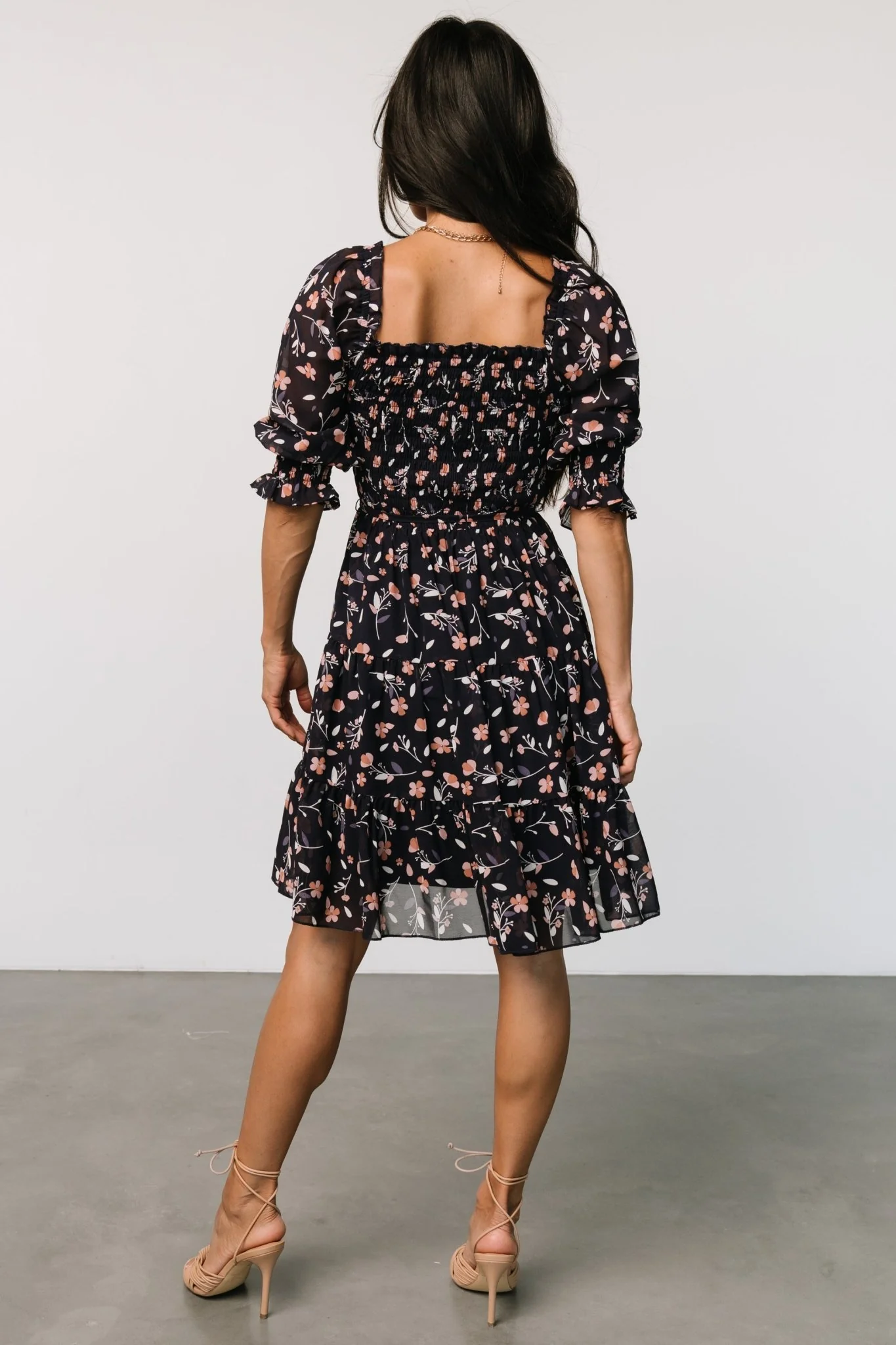 Azlyn Smocked Short Dress | Navy + Pink Floral