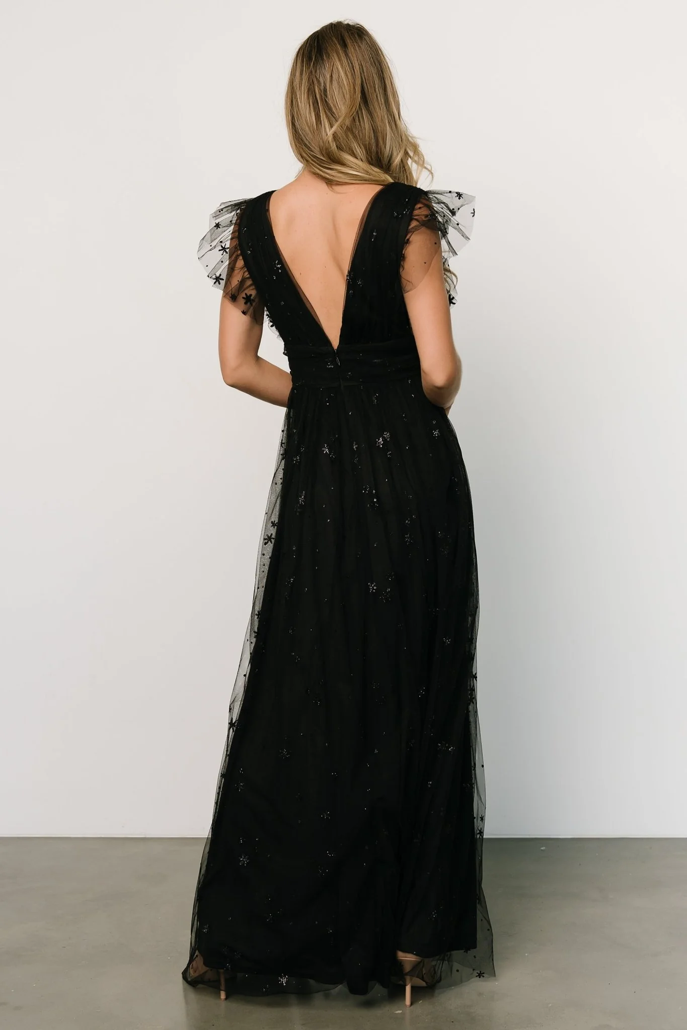 Nova Shimmer Maxi Dress | Black