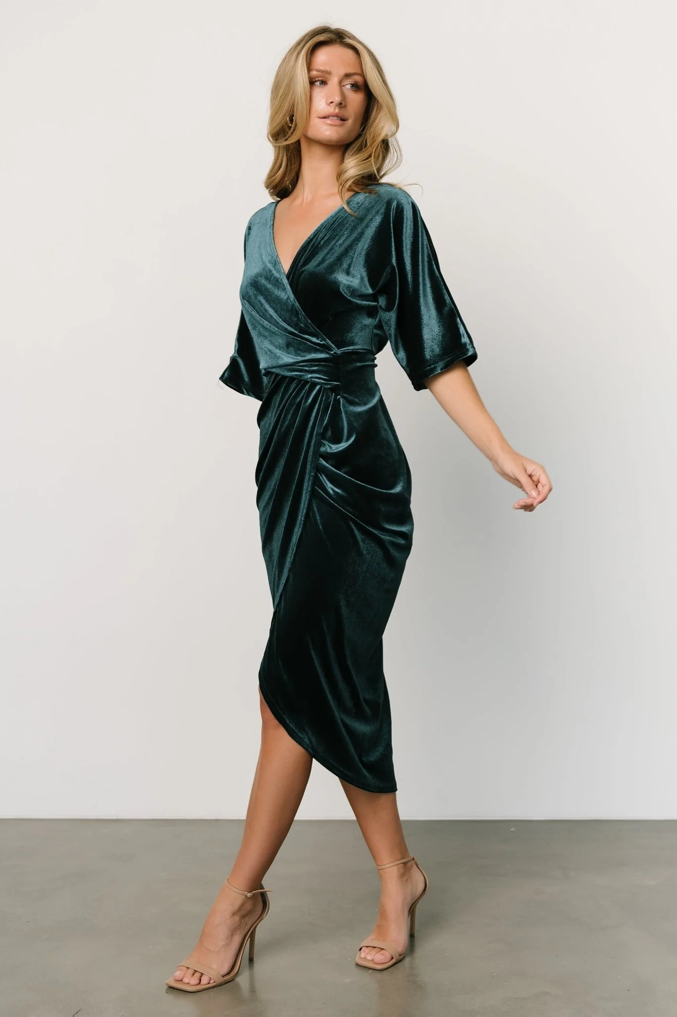 Brendyn Ruched Velvet Dress | Jade