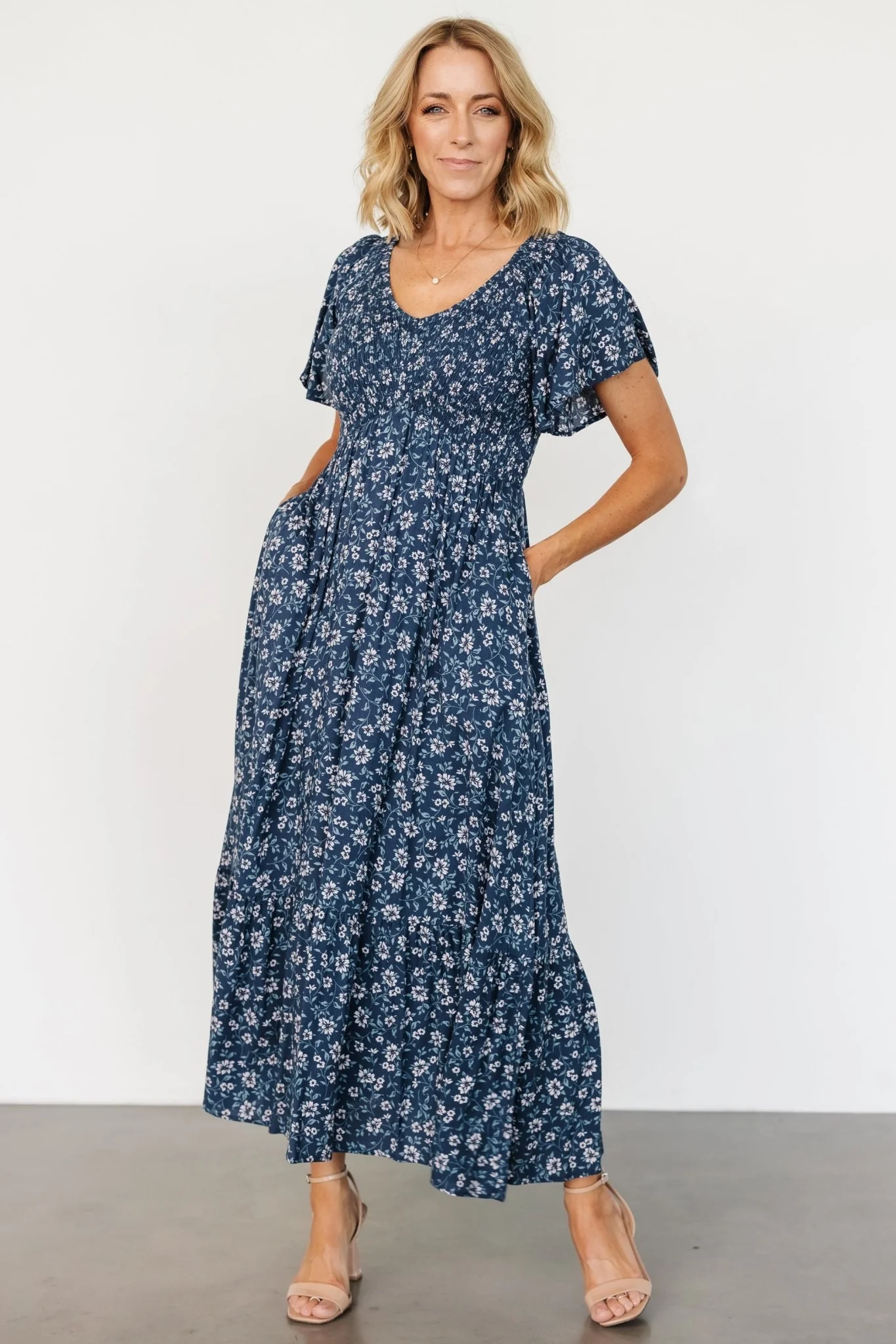 Joanie Smocked Dress | Blue Floral