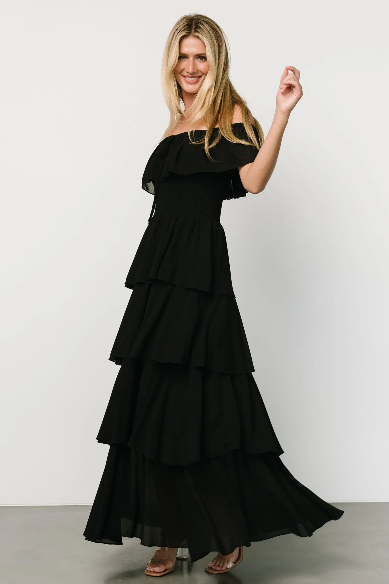 Carina Off Shoulder Maxi Dress | Black