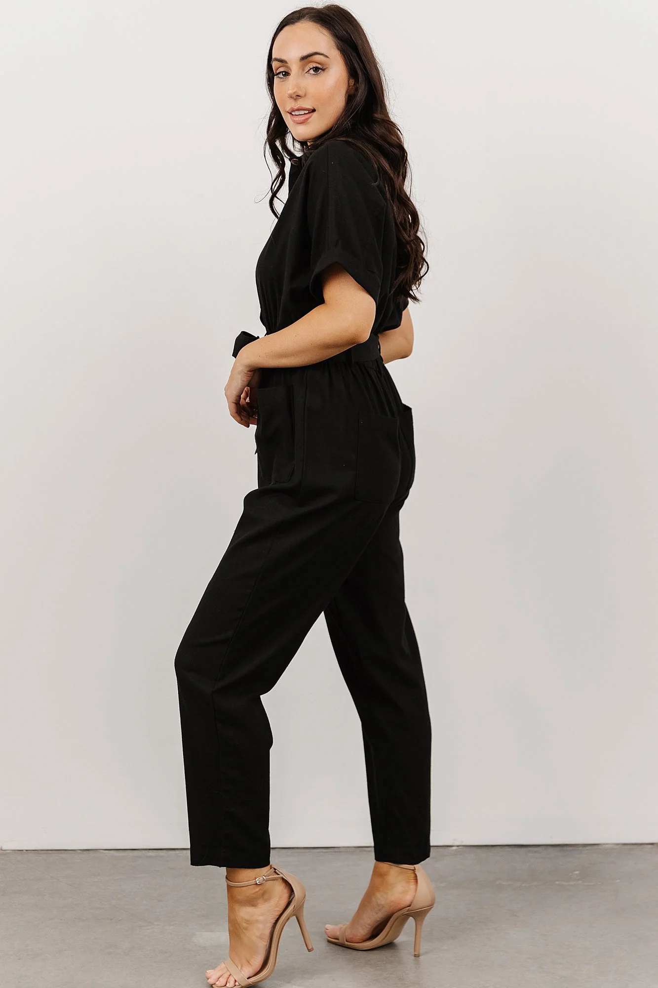 Dallas Button Up Jumpsuit | Black