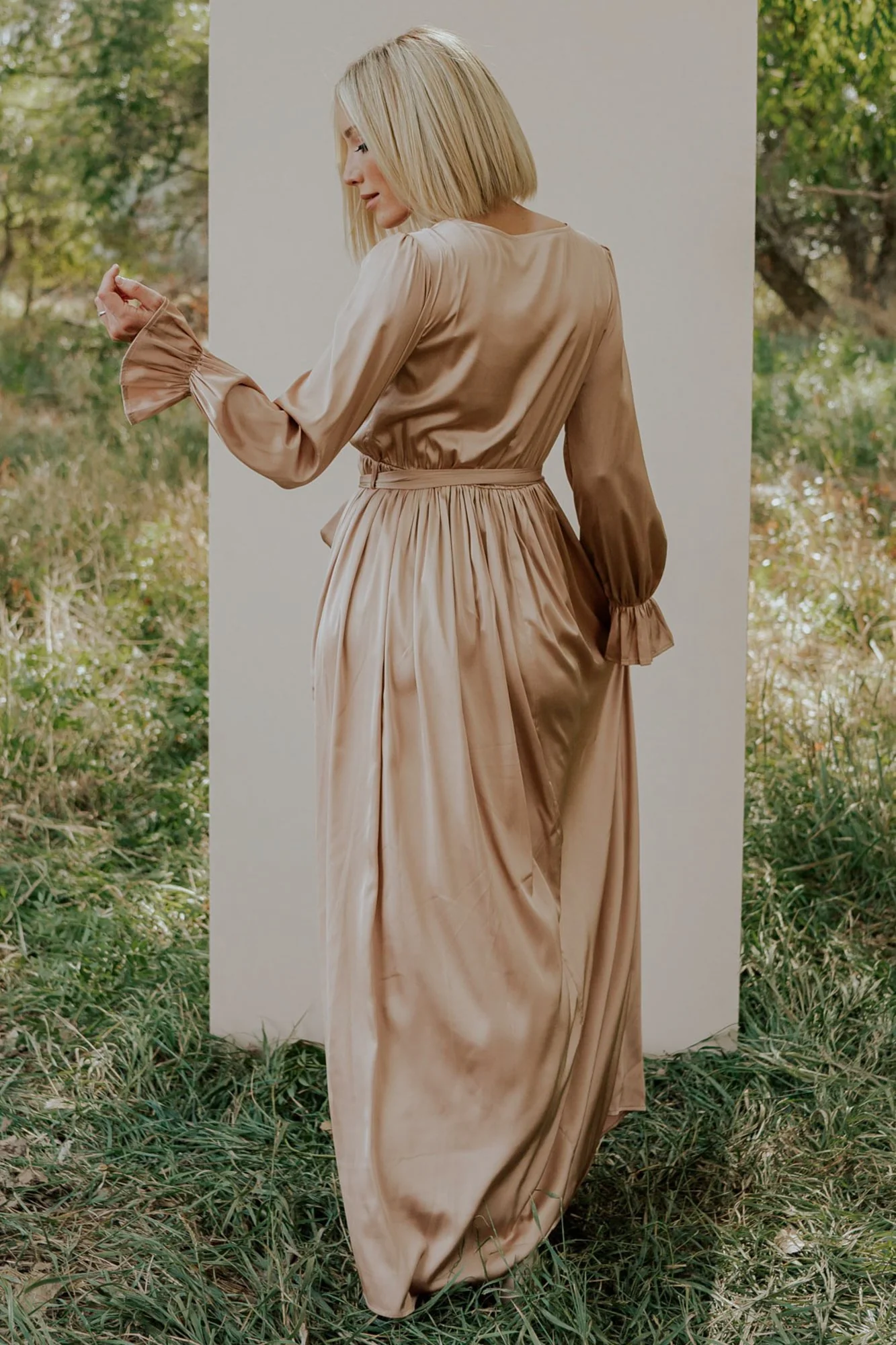 Holly Satin Maxi Dress | Champagne