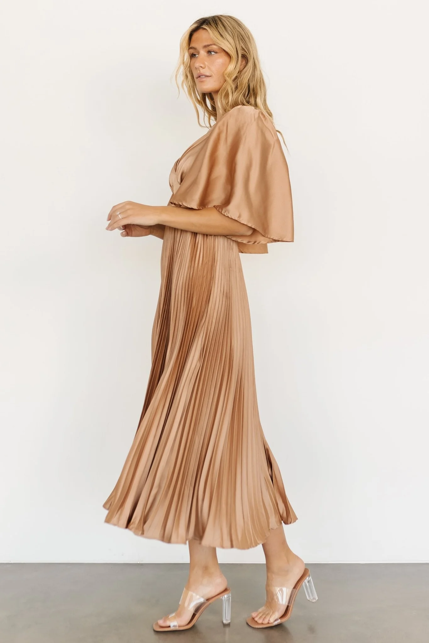 Aubree Pleated Dress | Champagne