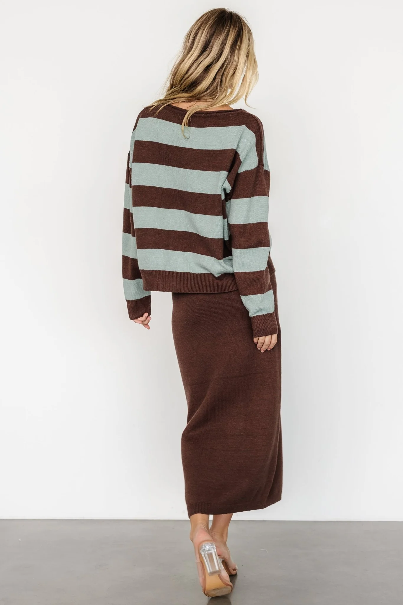 Carlotta Sweater + Skirt Set | Brown + Turquoise