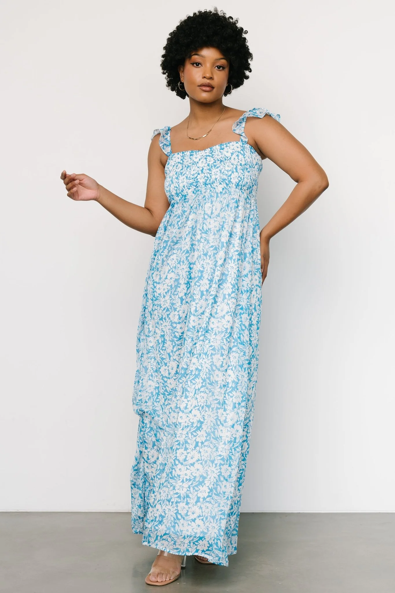 Evanthe Maxi Dress | Blue + White Floral