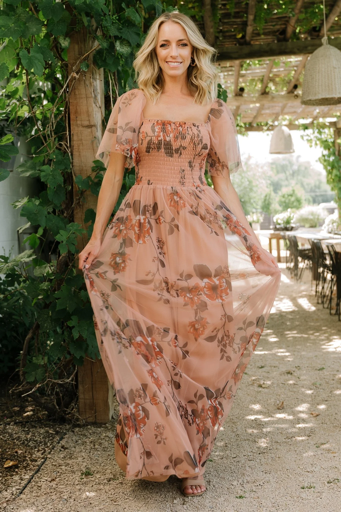 Cassandra Tulle Maxi Dress | Copper Floral