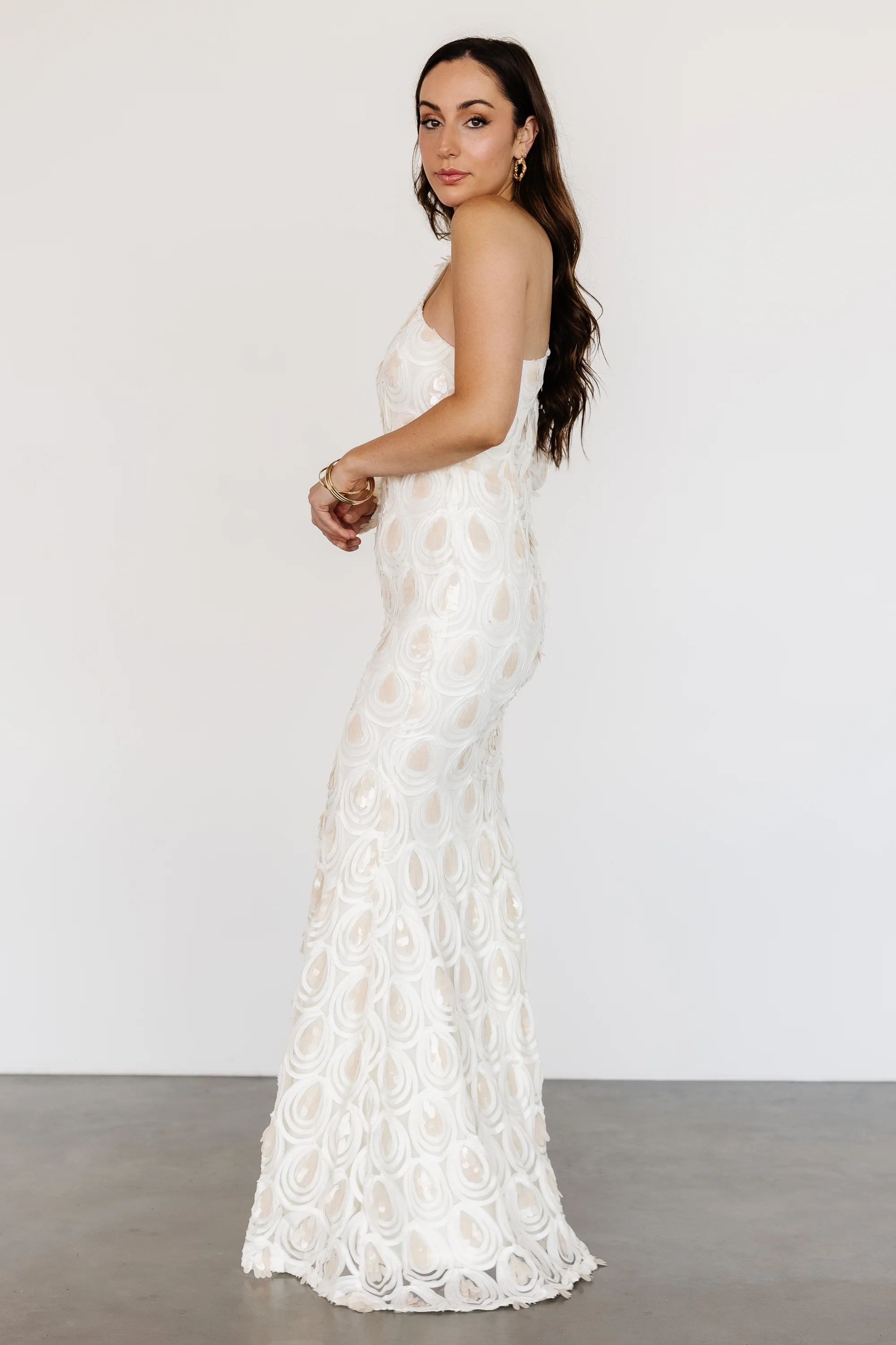 Porscha One Shoulder Gown | Cream