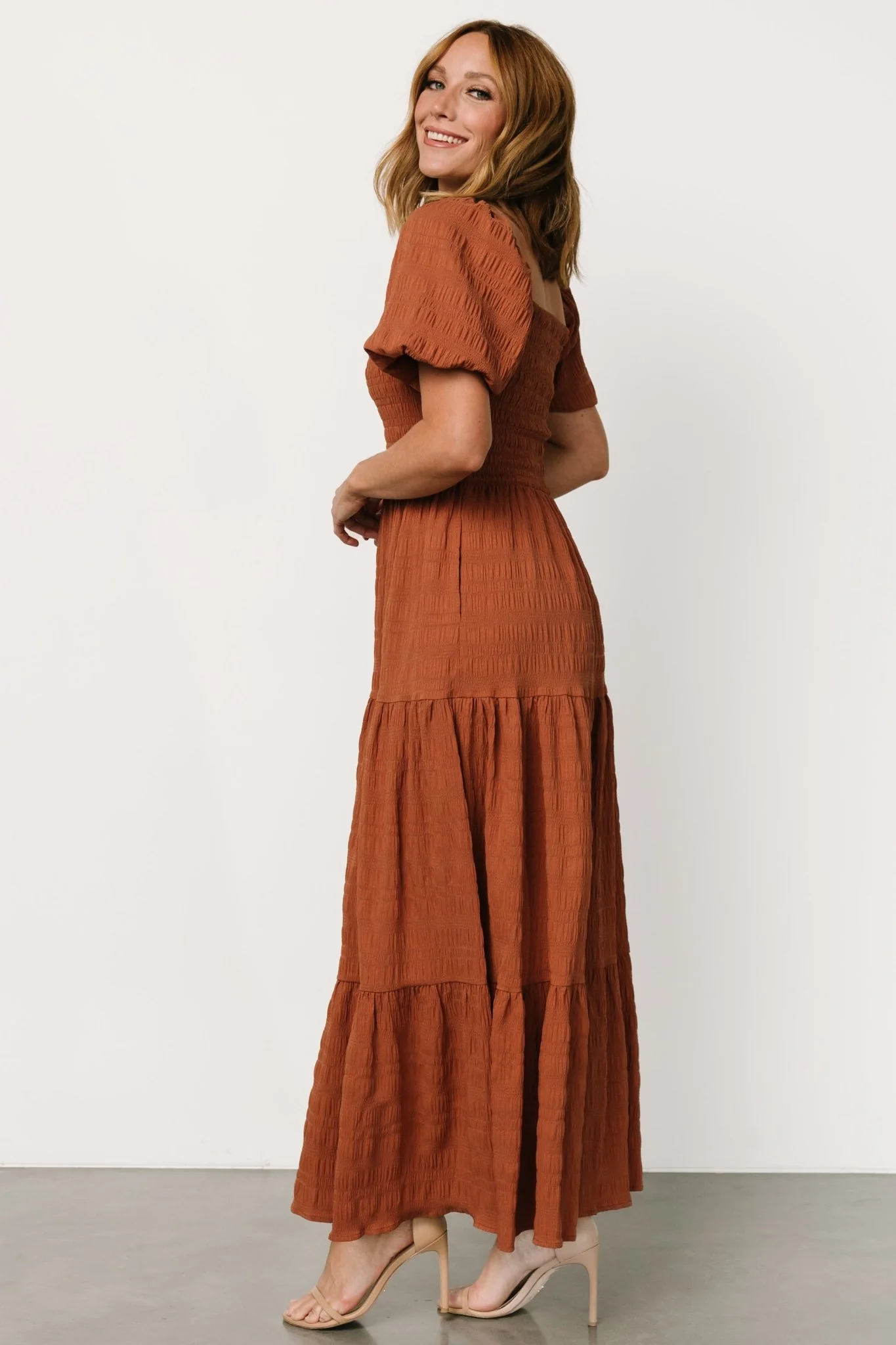 Amaya Smocked Dress | Sandstone