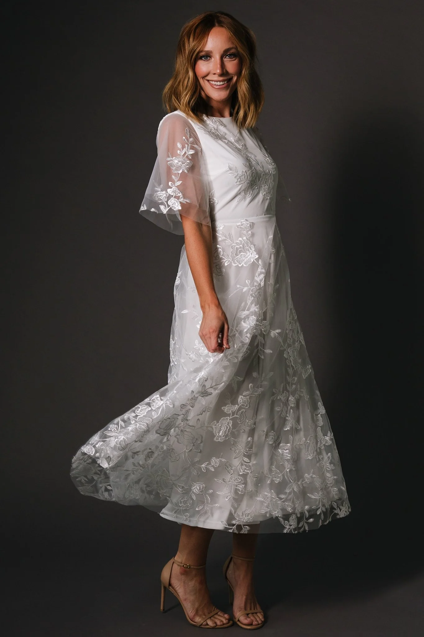 Arabella Embroidered Tulle Maxi Dress | White