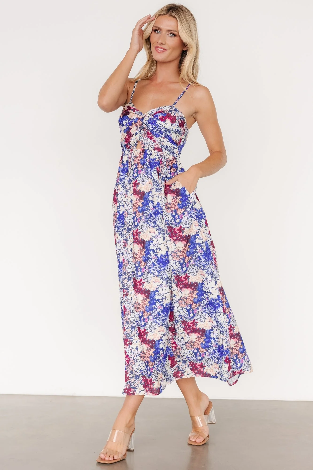 Evette Sweetheart Tank Dress | Blue Multi