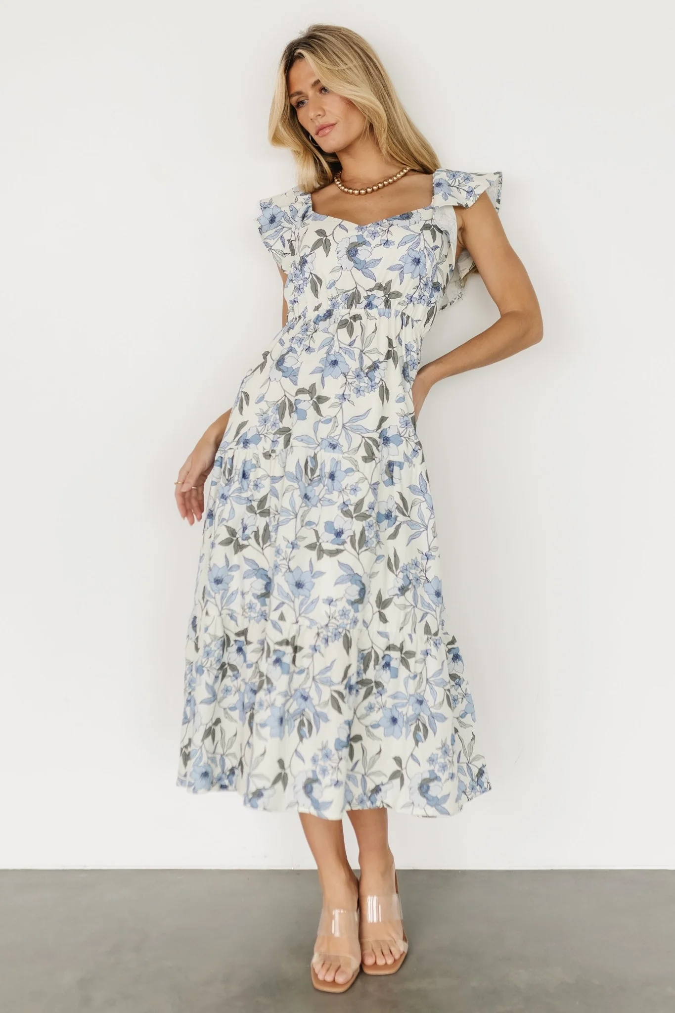 Sorrento Ruffle Dress | Blue Floral