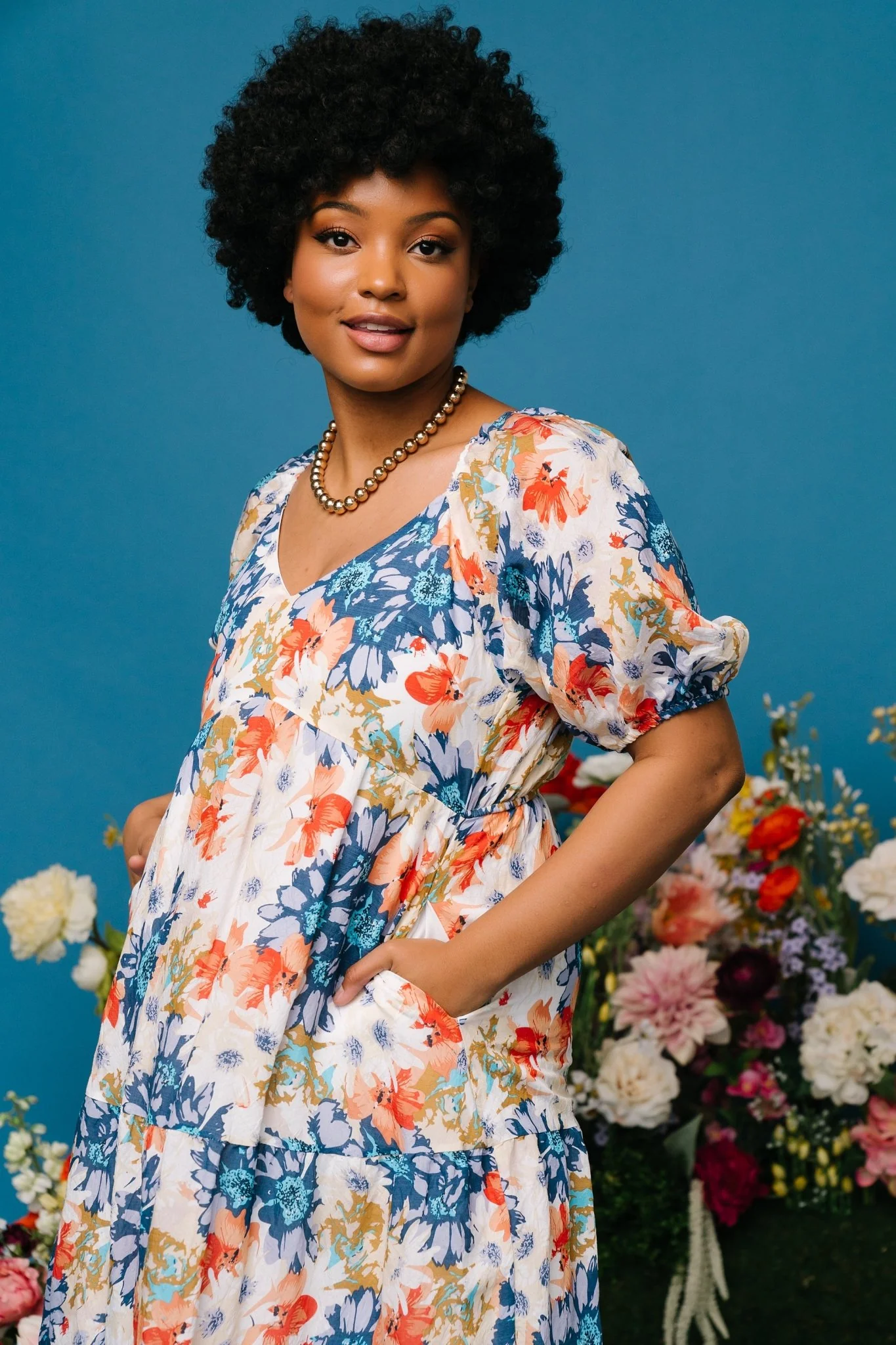 Denton Midi Dress | Blue Multi