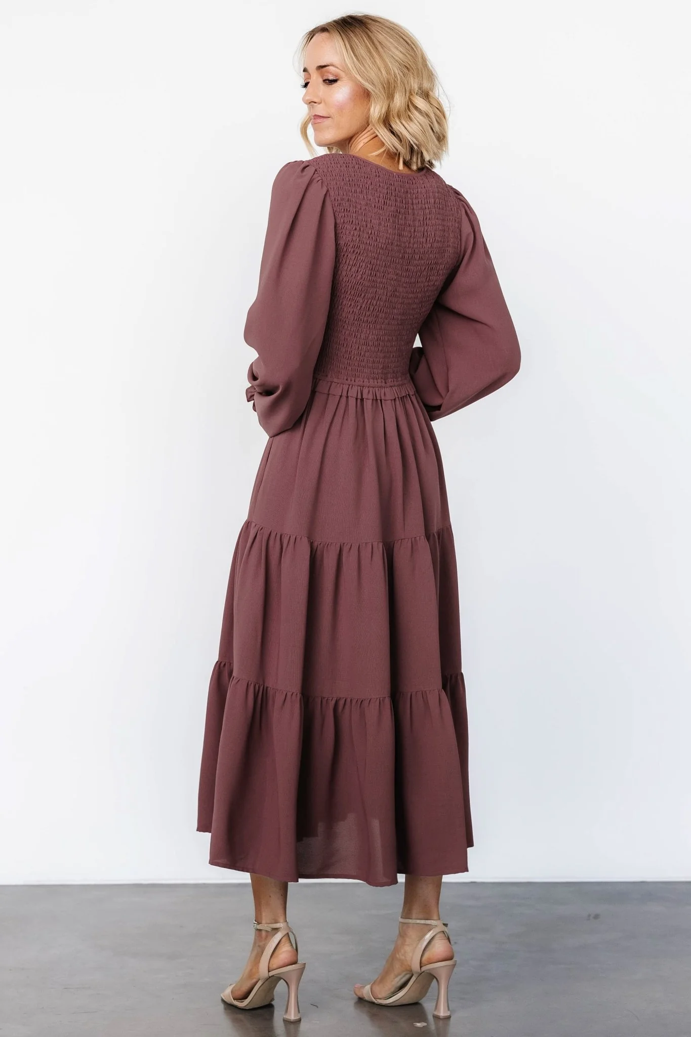 Endsley Smocked Midi Dress | Mauve