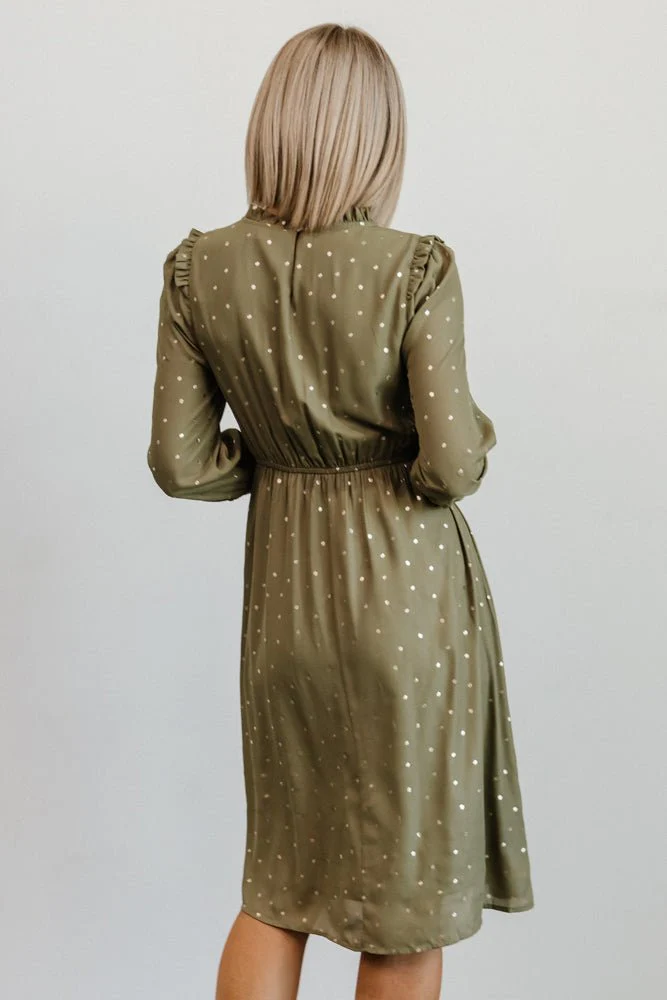 Nixon Pintuck Ruffle Midi Dress | Green