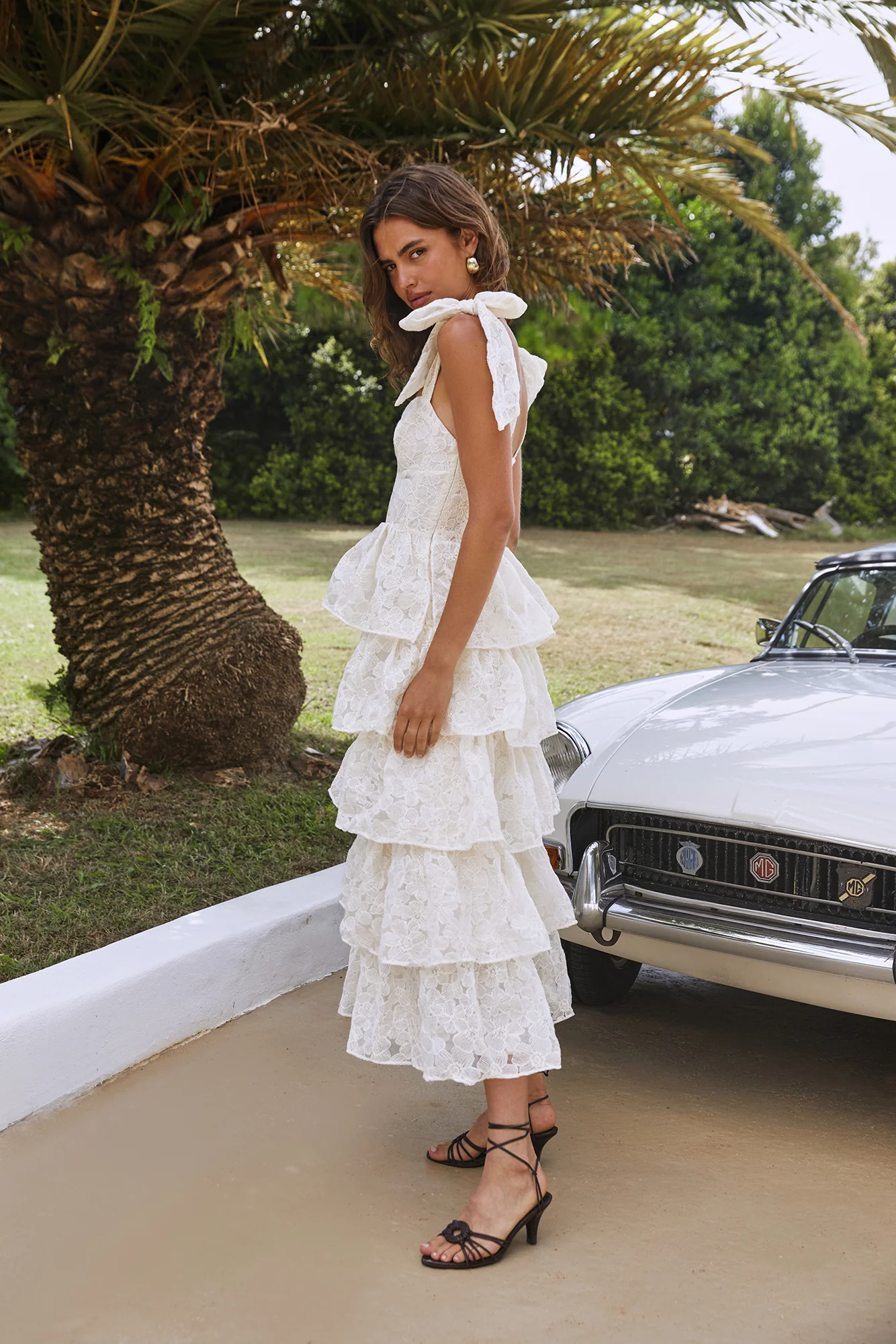 Mediterranean Muse Tiered Midi Dress Ivory