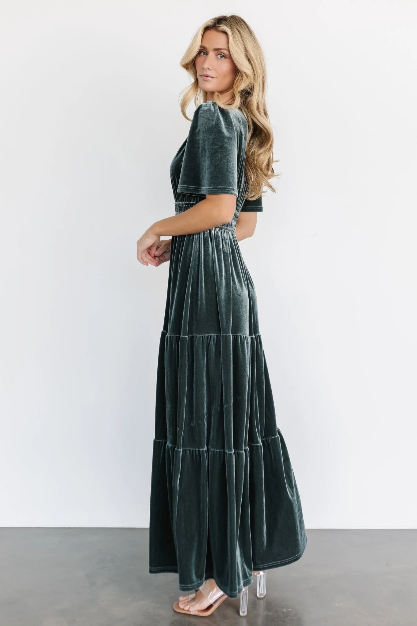 Artemis Velvet Maxi Dress | Eucalyptus