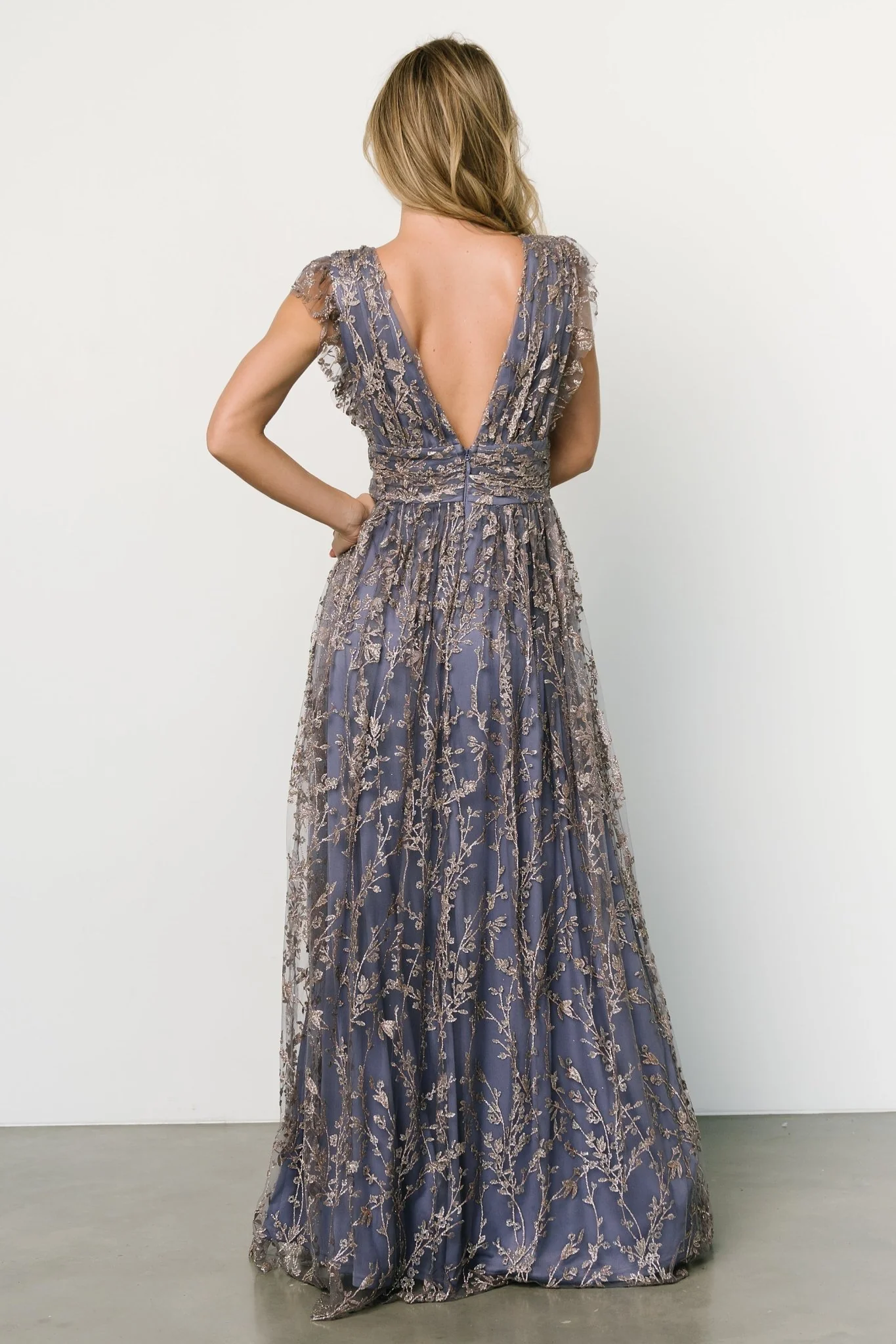 Arlene Shimmer Gown | Blue + Gold