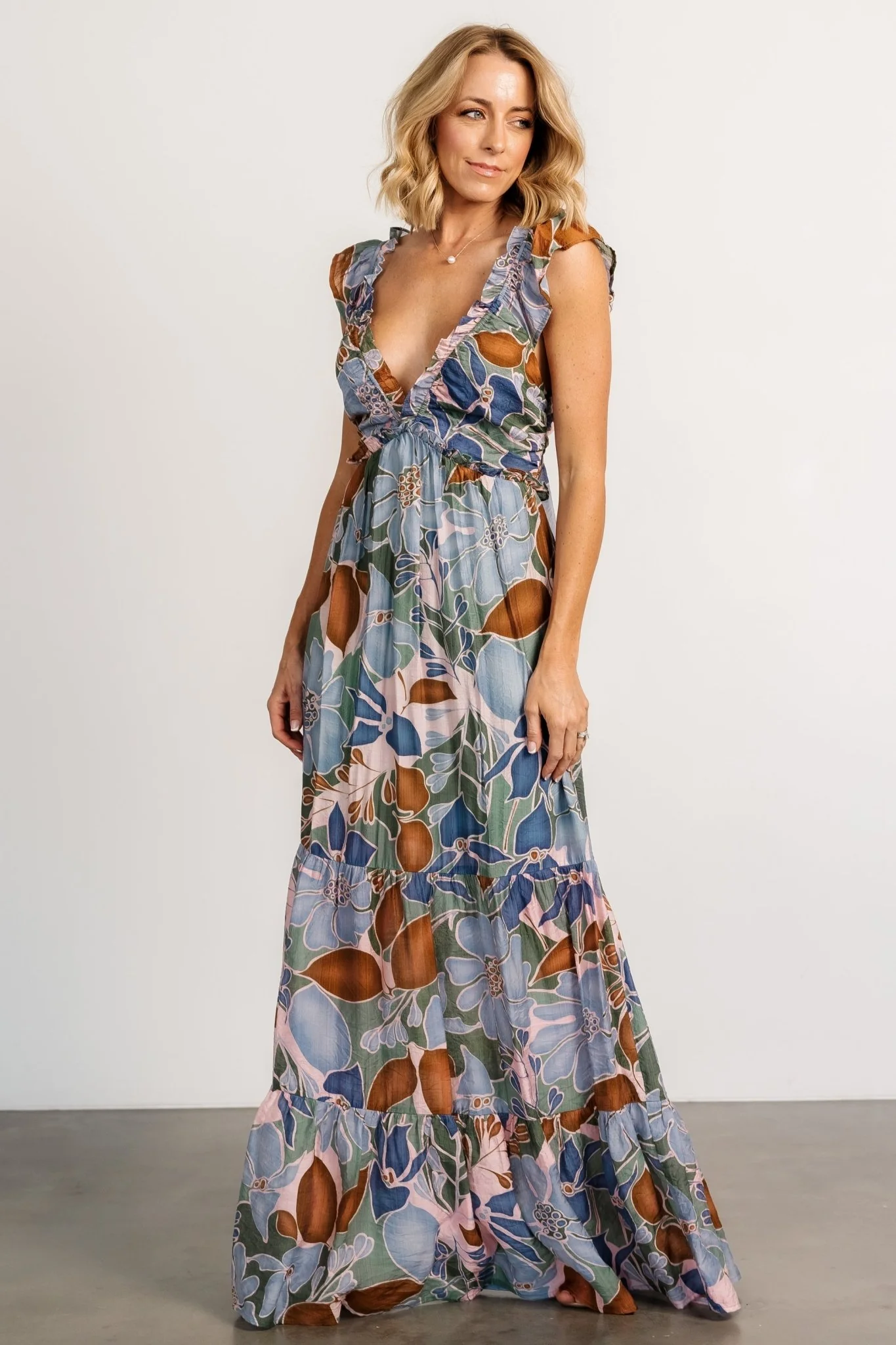 Nylah Back Tie Maxi Dress | Blue Multi