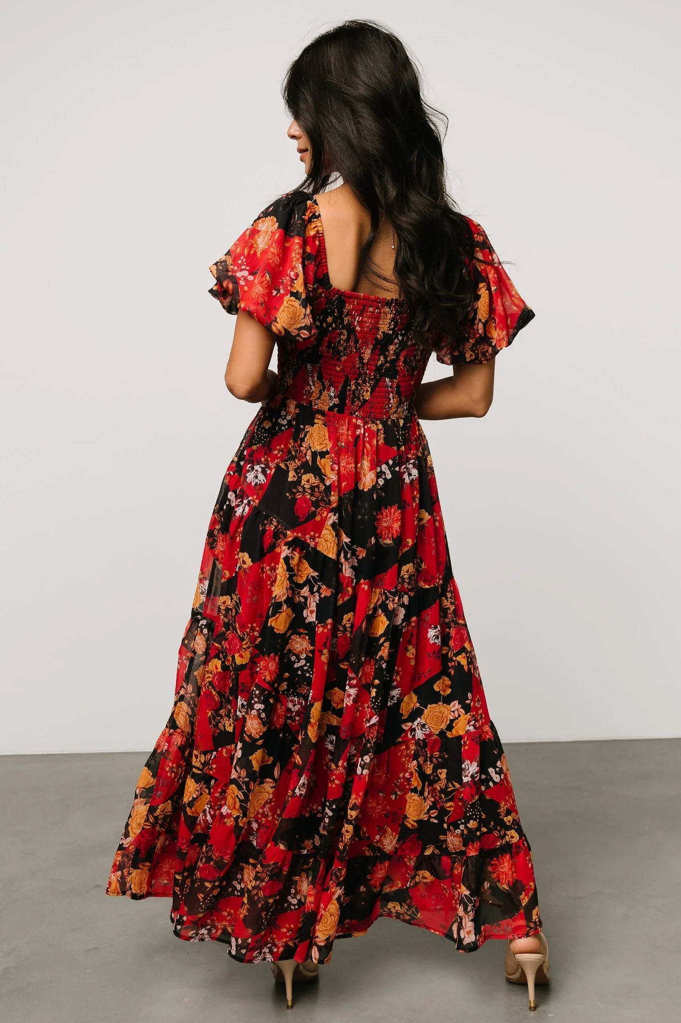 Suzy Maxi Dress | Black + Red Multi