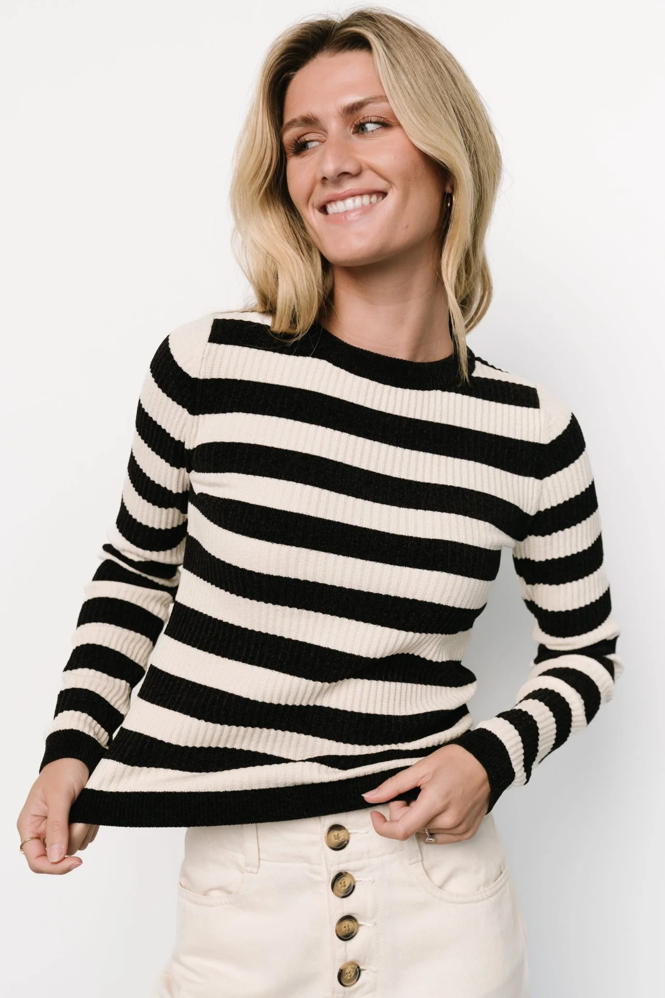Milwaukee Striped Sweater | Black + Ivory