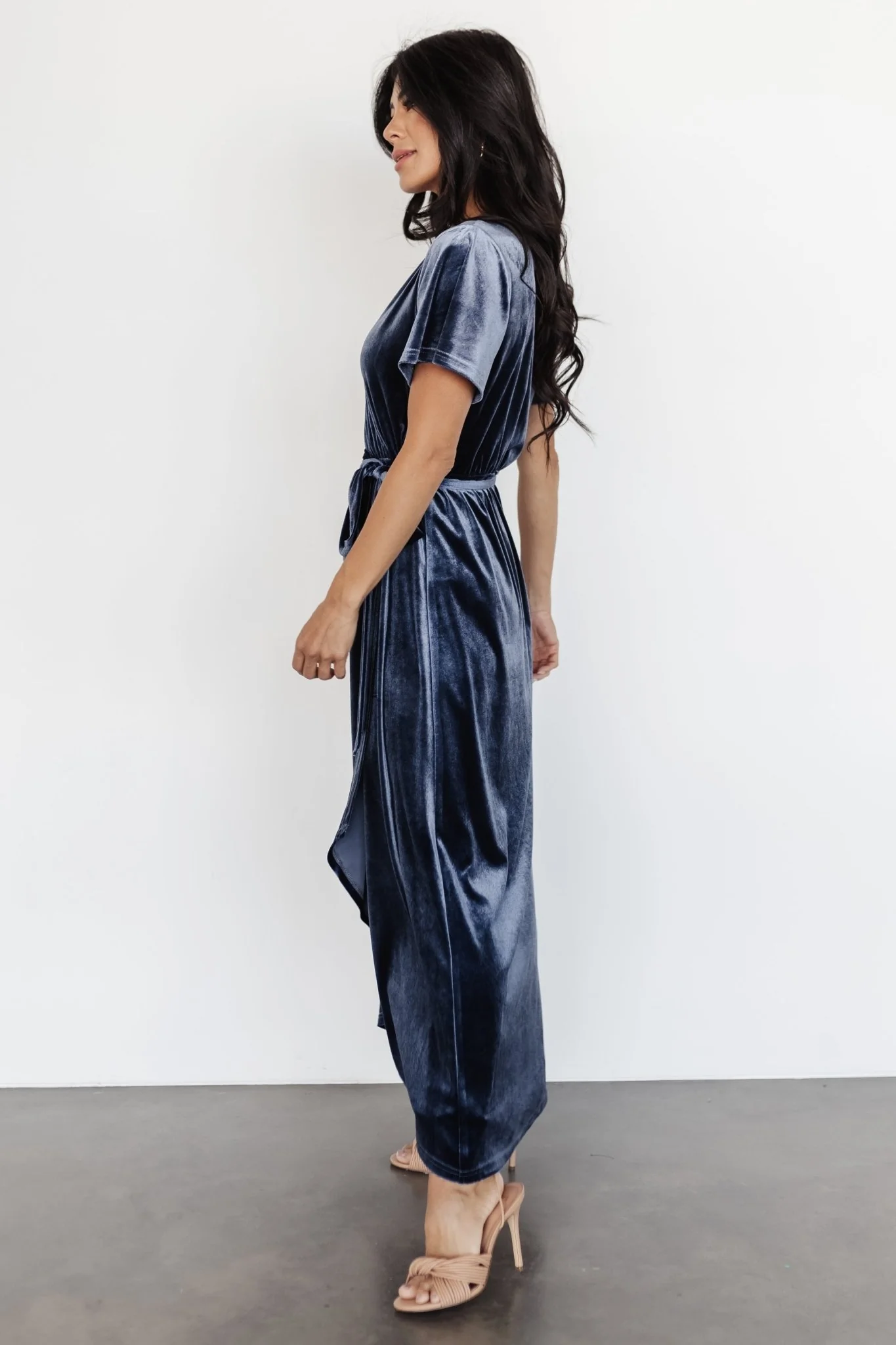 Nadine Velvet Midi Dress | Blue