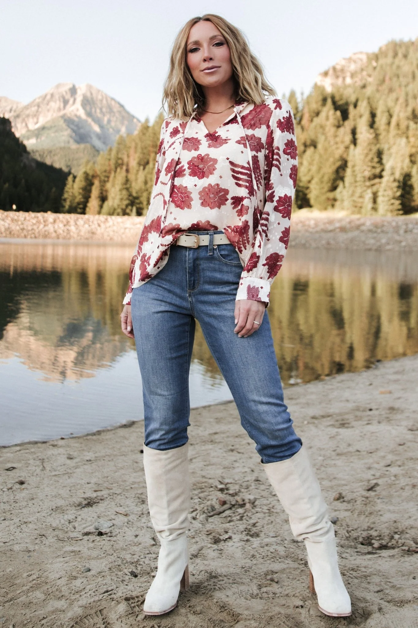 Charlotte Tie Blouse | Cream + Rust