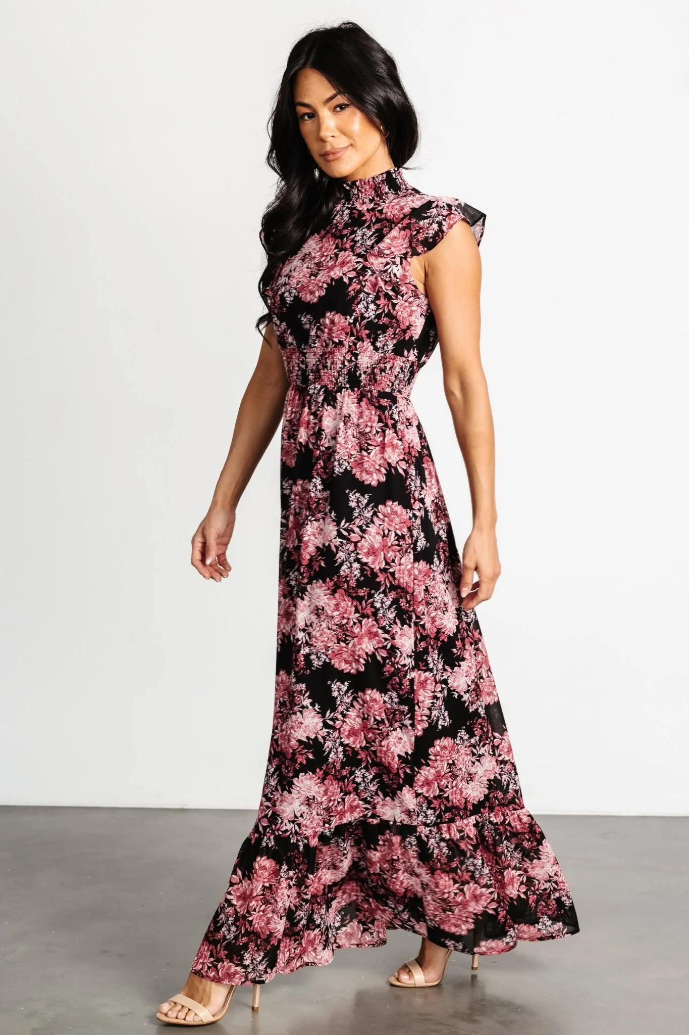 Kearny Ruffle Maxi Dress | Black + Mauve