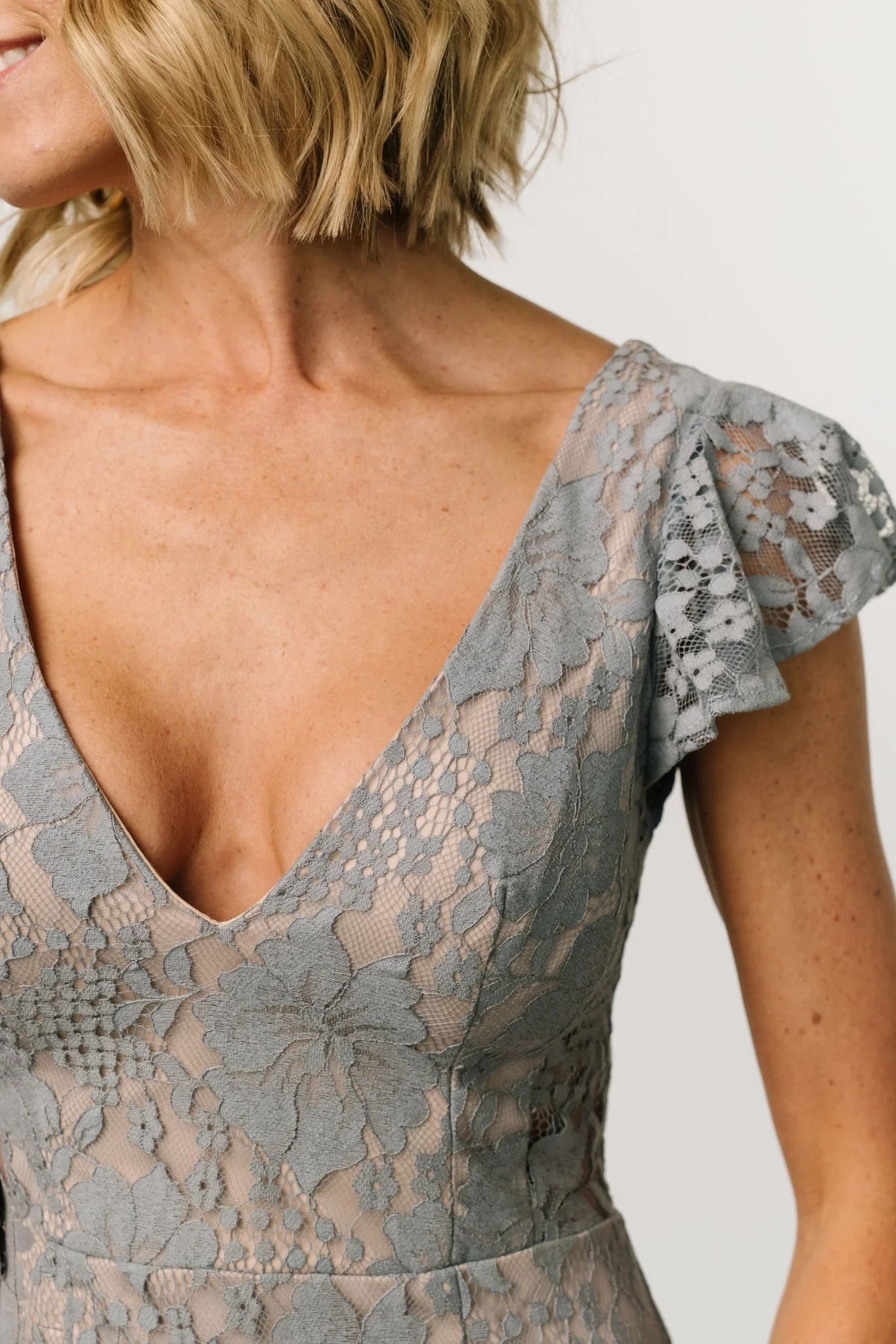 Kimber Lace Dress | Dusty Slate