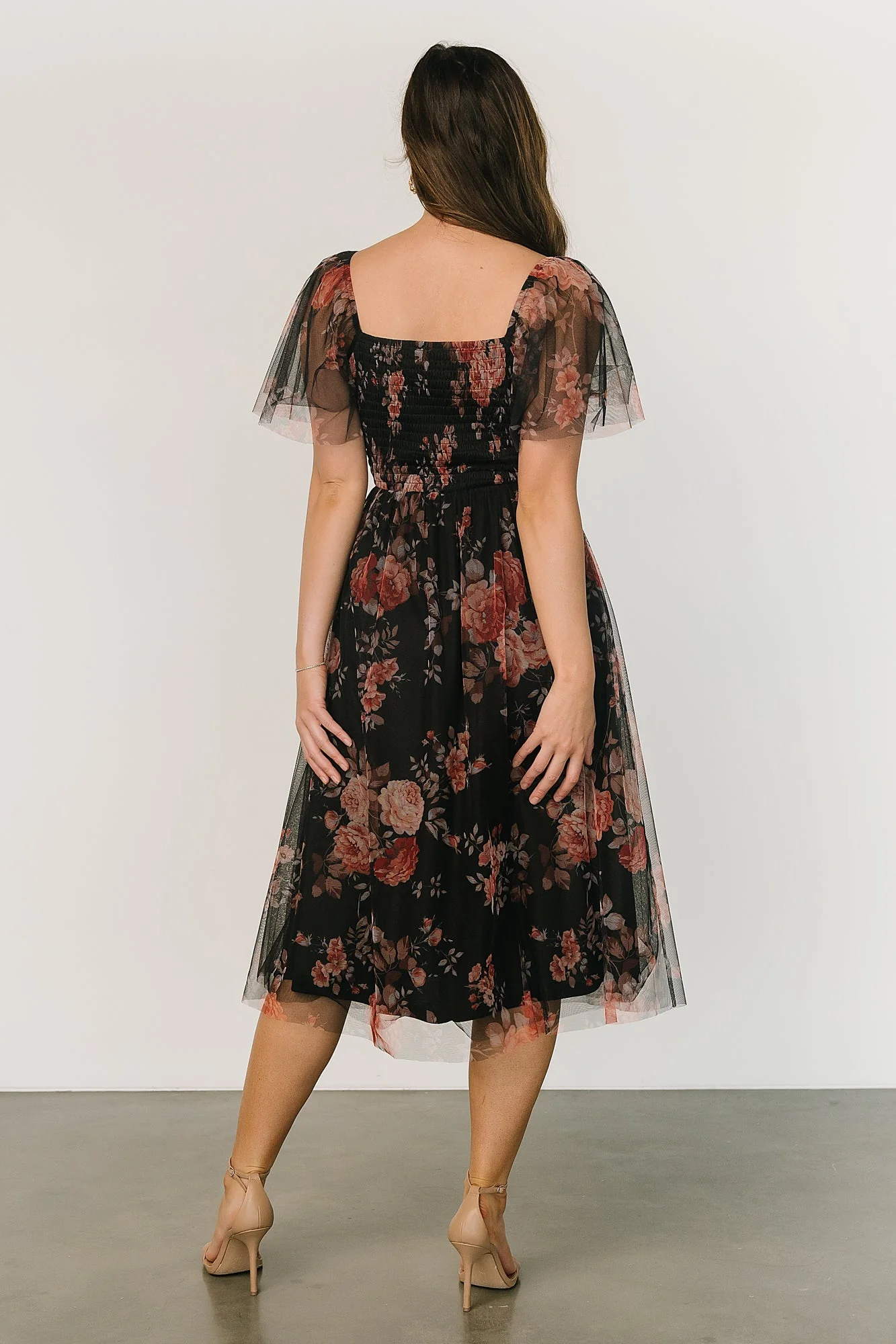 Gwyneth Tulle Midi Dress | Black Multi