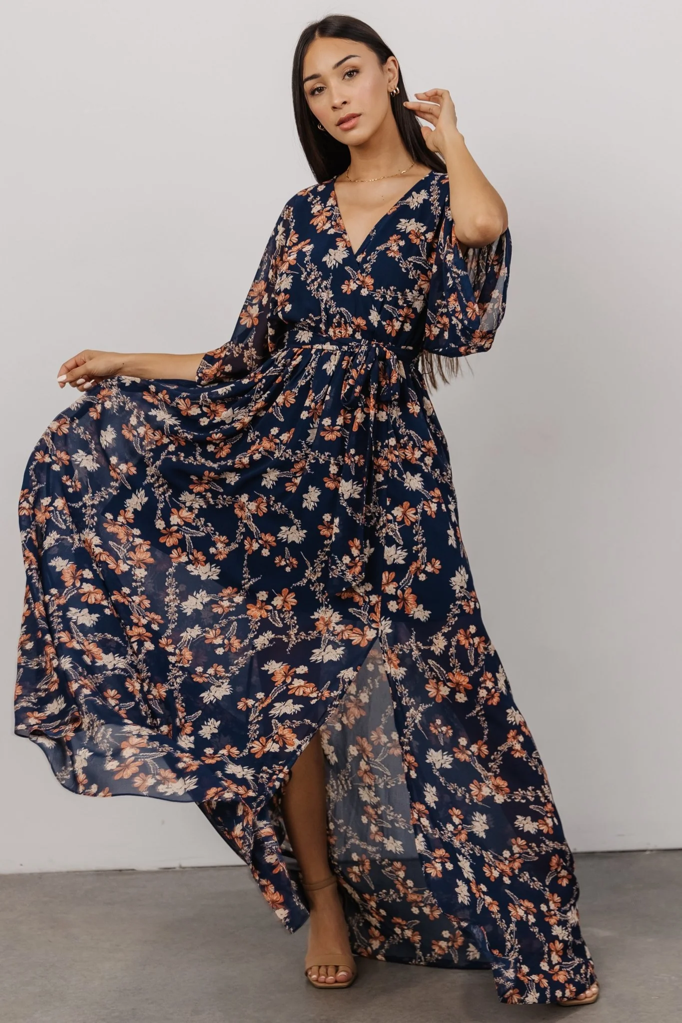 Kia Kimono Maxi Dress | Dark Blue Floral