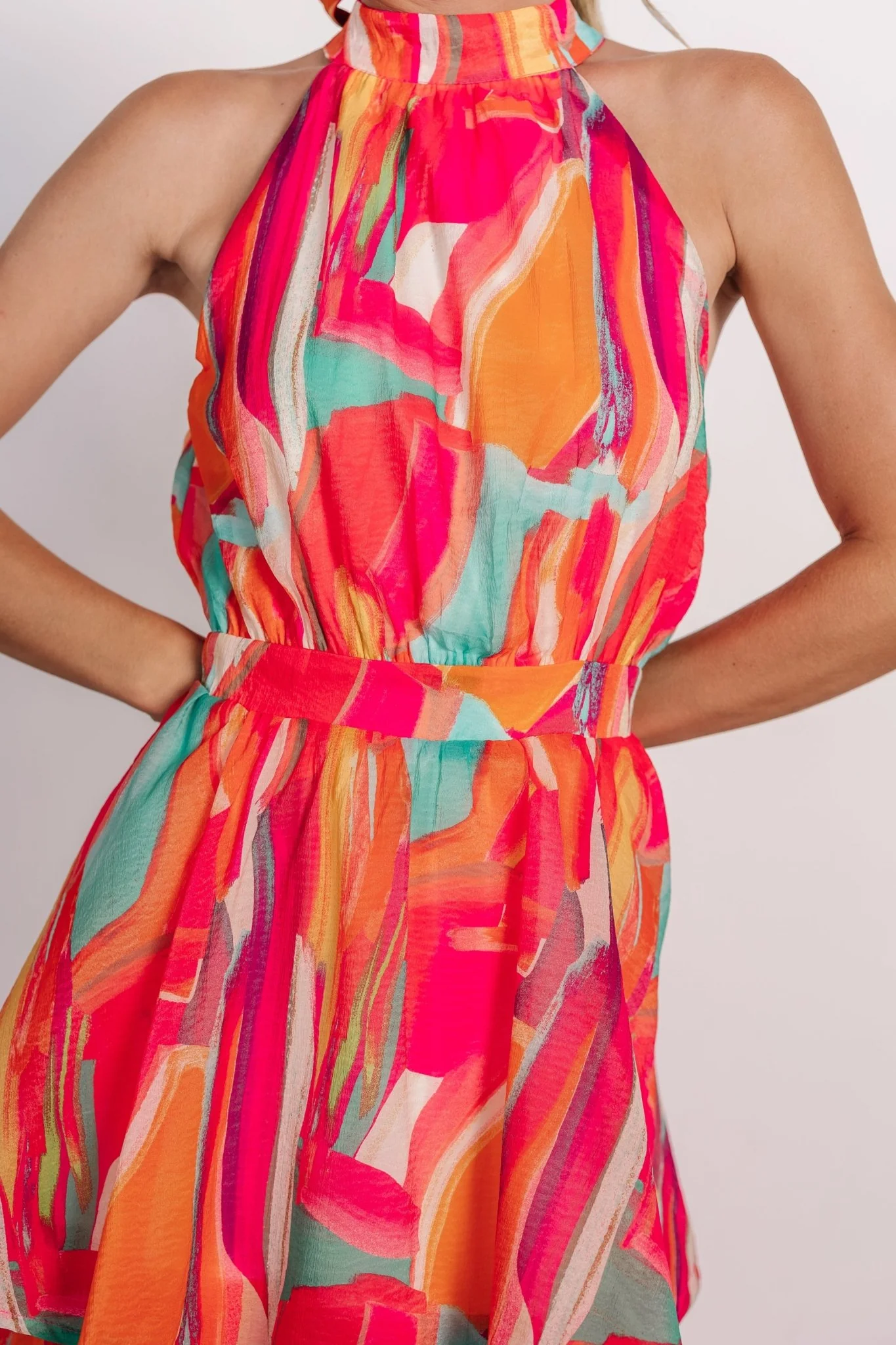 Autumn Halter Maxi Dress | Fuchsia Multi