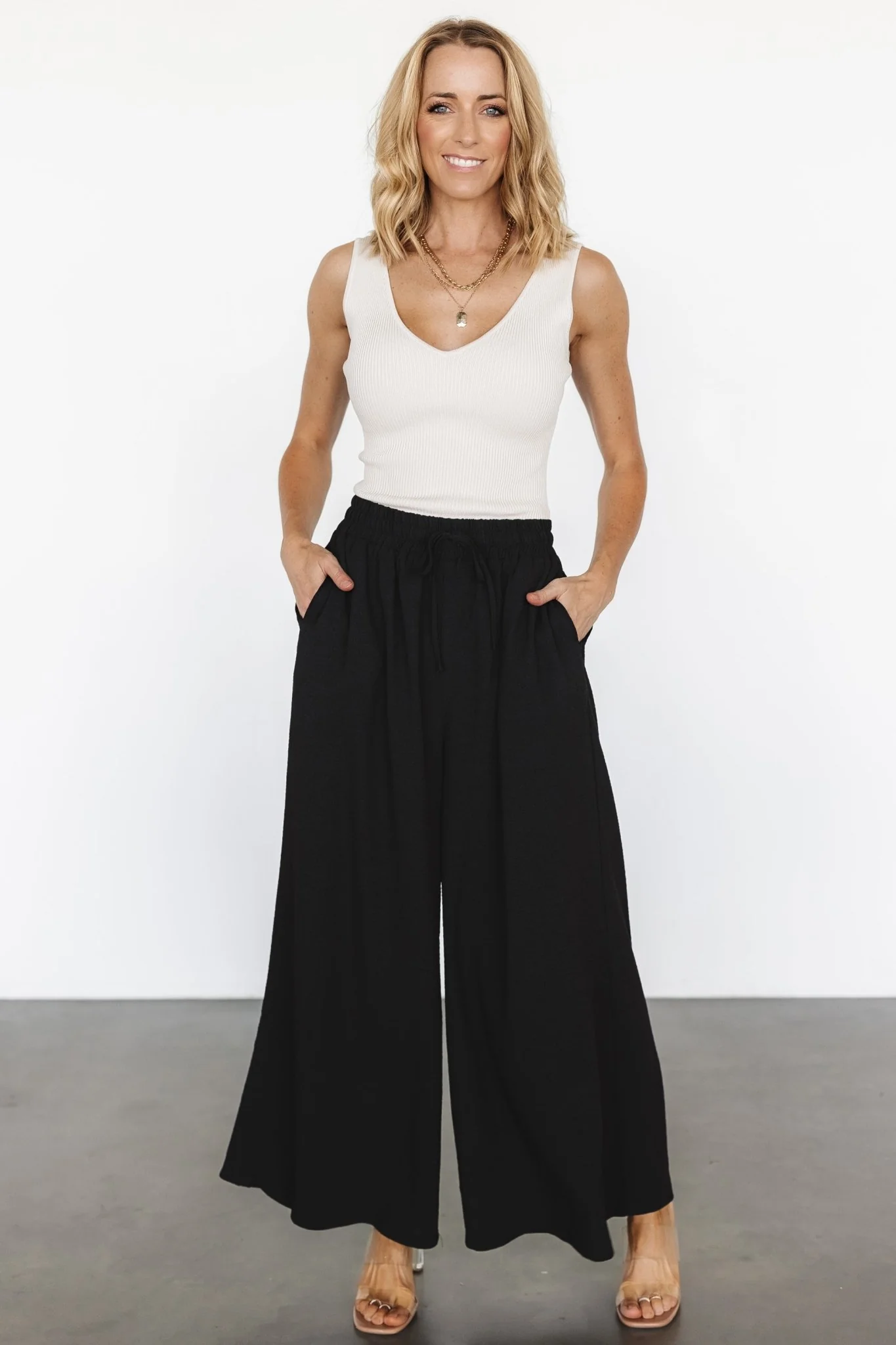 Florence Textured Pants | Black