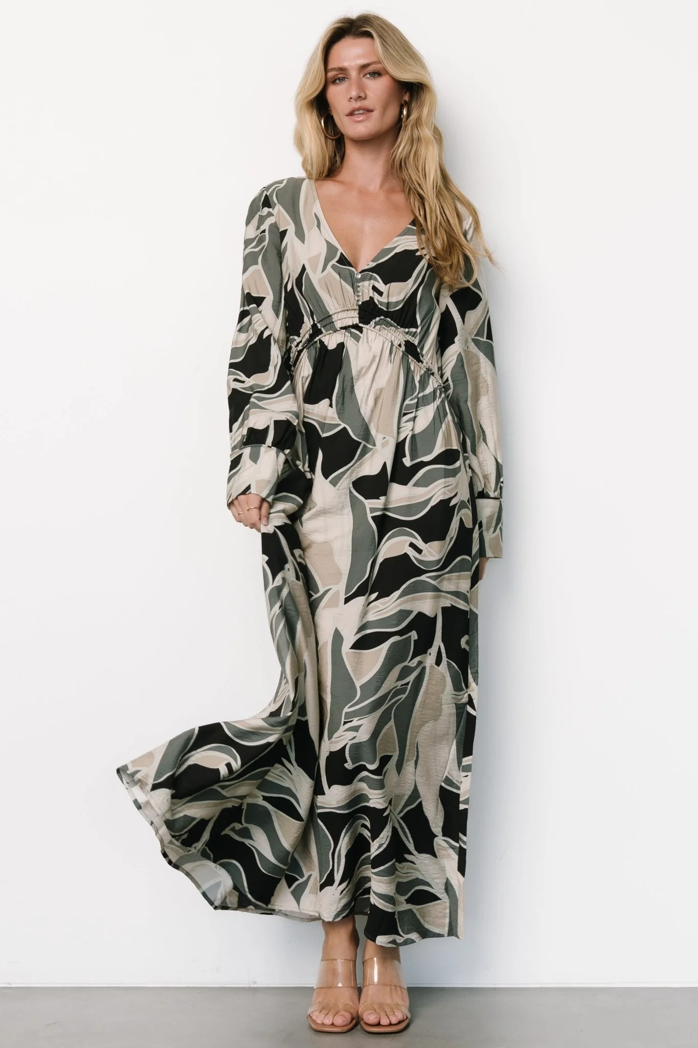 Zinnia Maxi Dress | Black + Eucalyptus Print