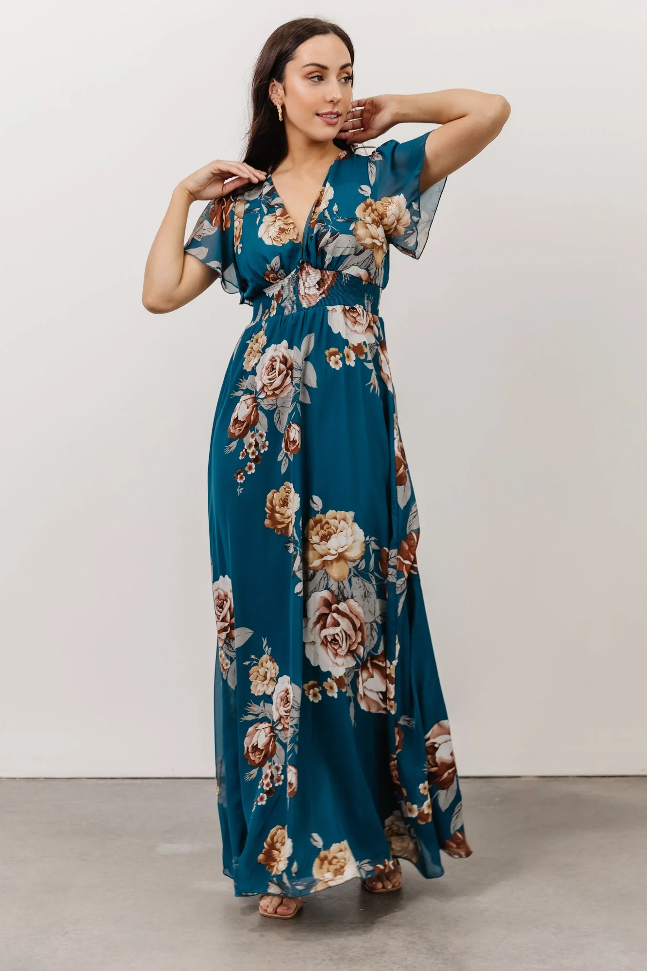 Alexandria Smocked Maxi Dress | Blue Floral